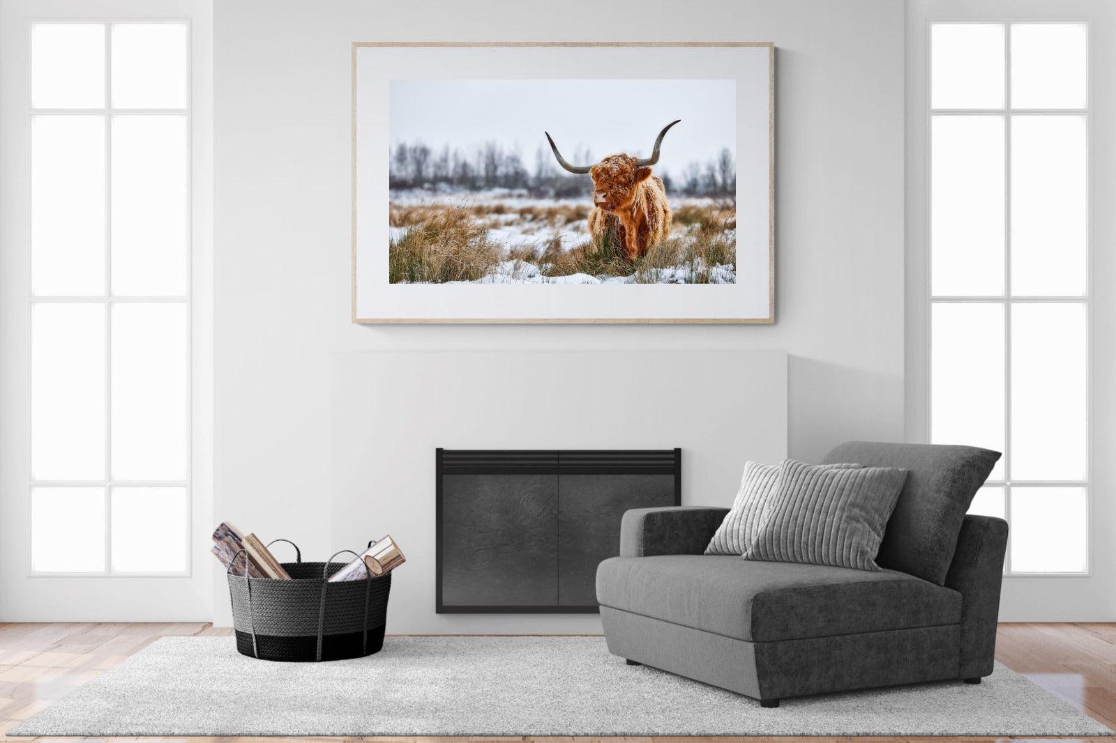 Scottish Highlander (colour)-Wall_Art-150 x 100cm-Framed Print-Wood-Pixalot