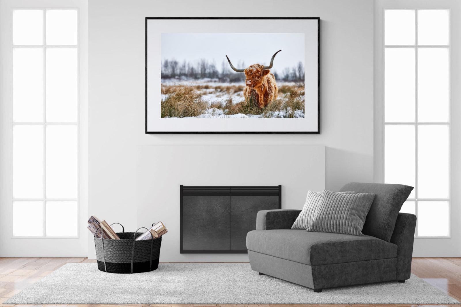 Scottish Highlander (colour)-Wall_Art-150 x 100cm-Framed Print-Black-Pixalot