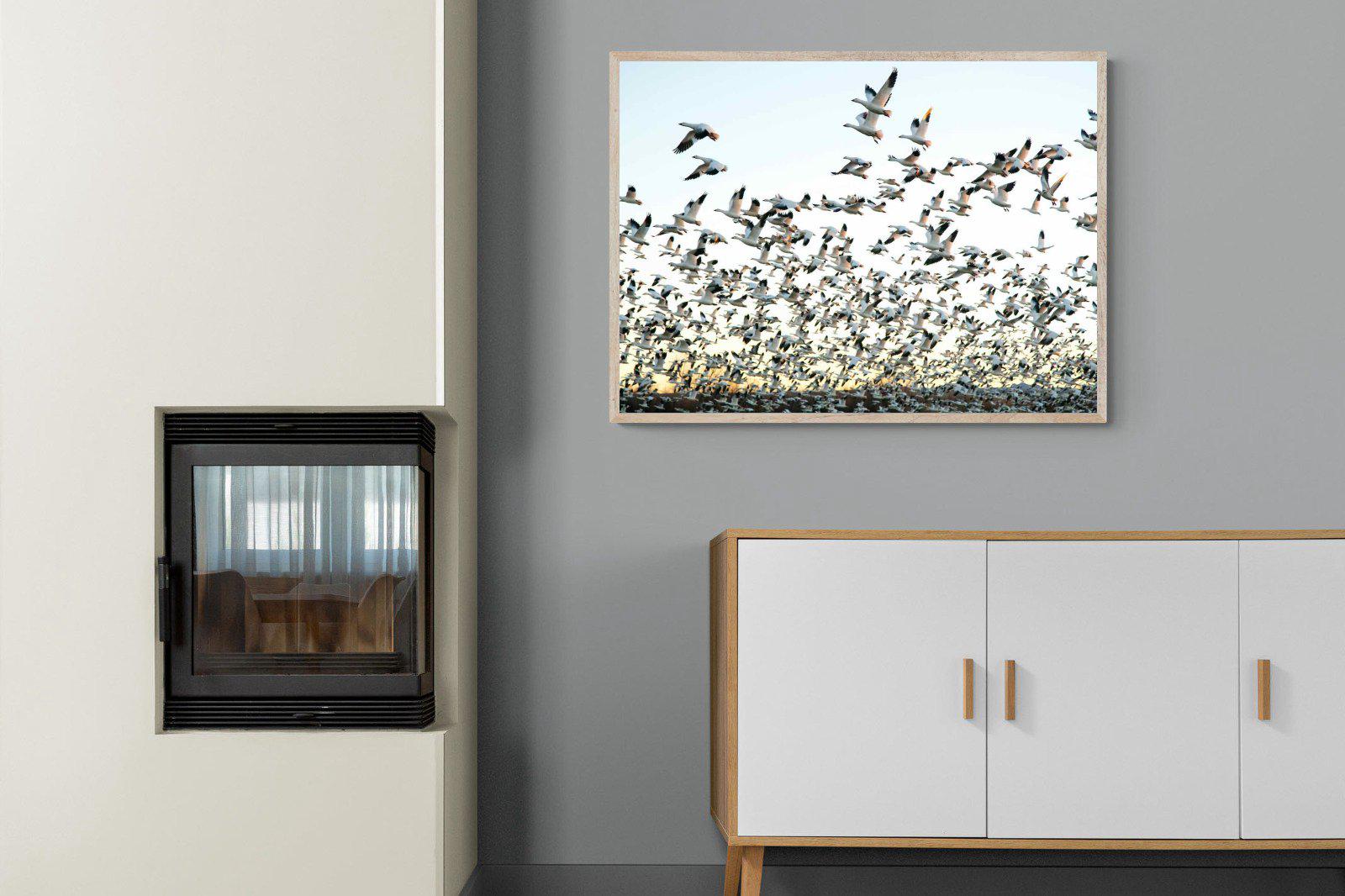 Snow Geese-Wall_Art-100 x 75cm-Mounted Canvas-Wood-Pixalot