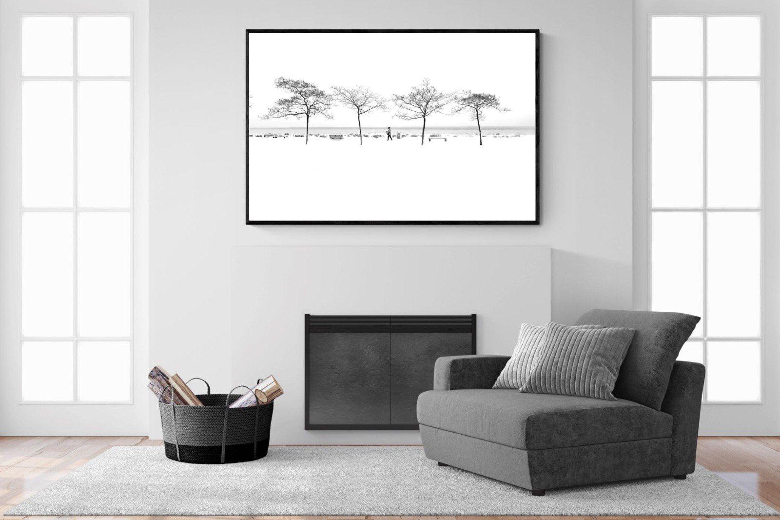 Snowy Walk-Wall_Art-150 x 100cm-Mounted Canvas-Black-Pixalot