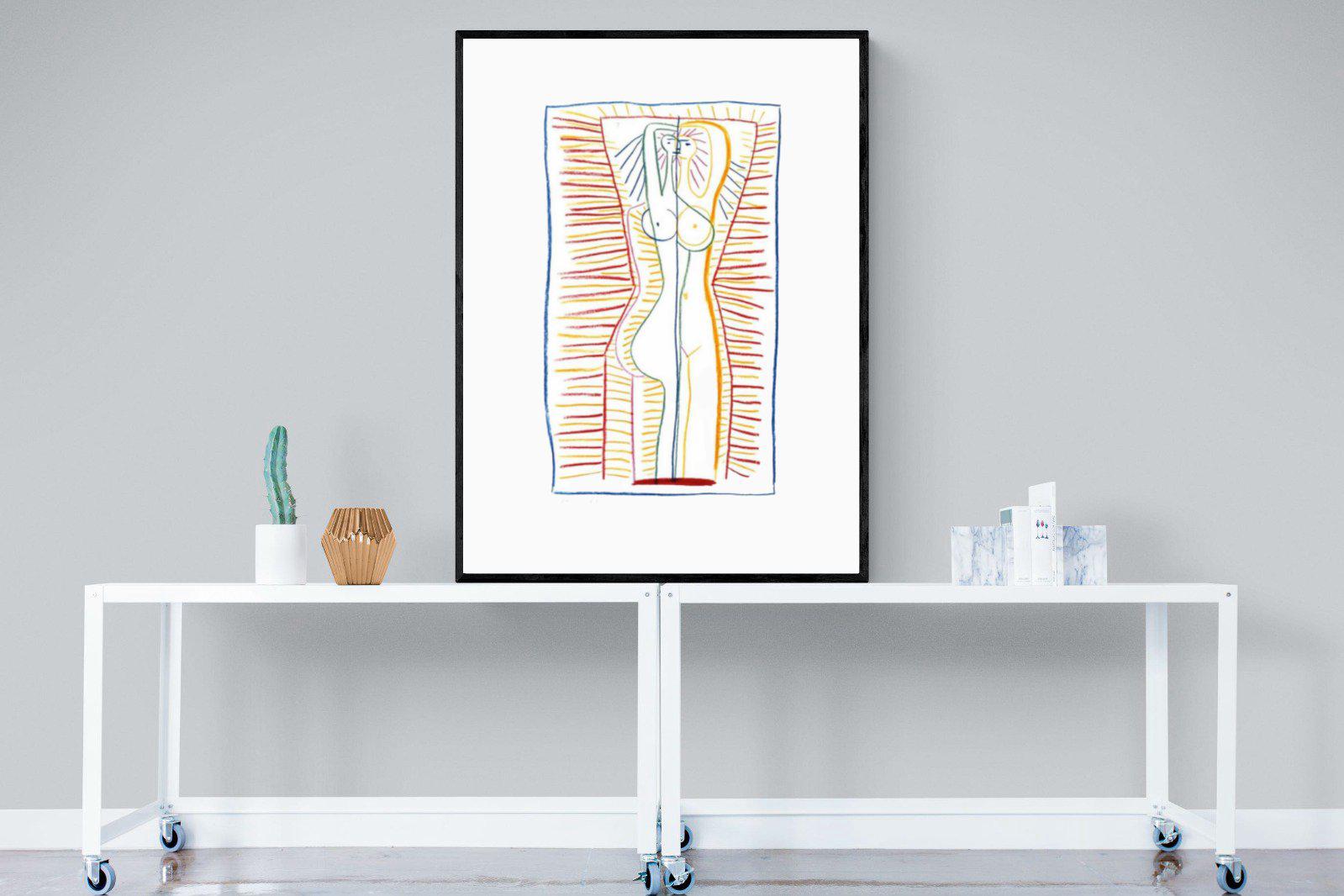 Standing Female Nude II-Wall_Art-90 x 120cm-Mounted Canvas-Black-Pixalot