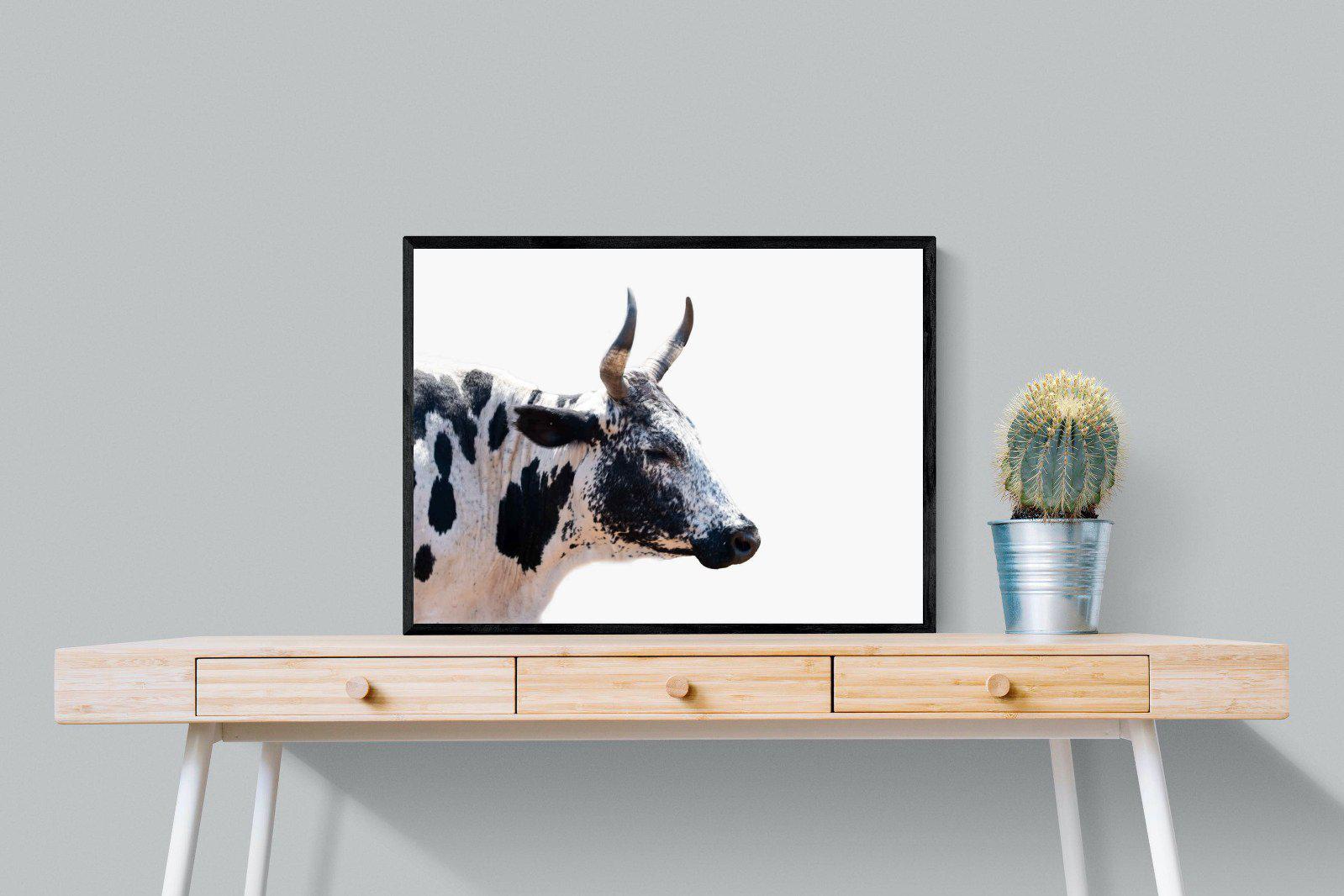 Strong Nguni-Wall_Art-80 x 60cm-Mounted Canvas-Black-Pixalot