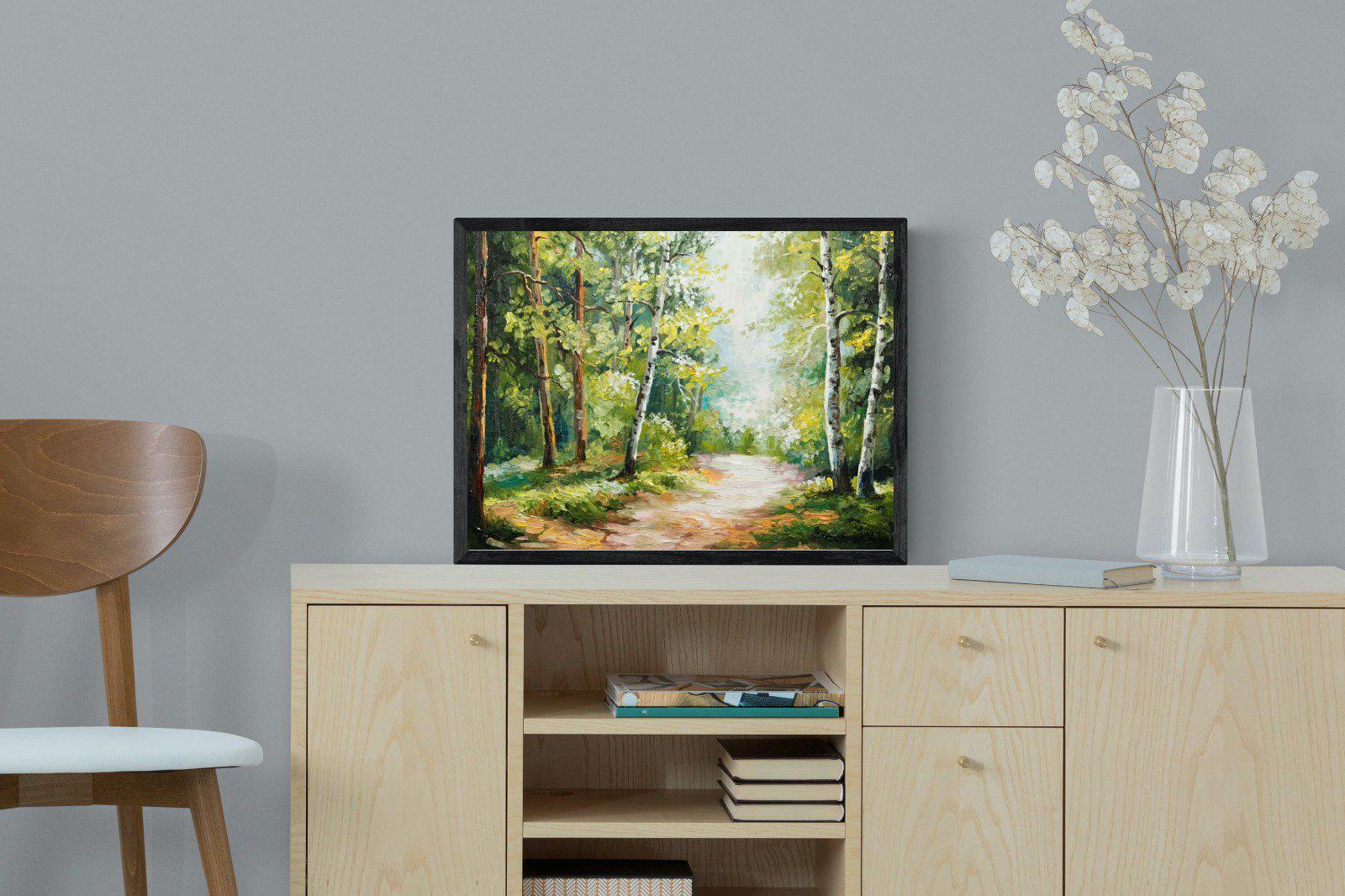 Summer Forest-Wall_Art-60 x 45cm-Mounted Canvas-Black-Pixalot