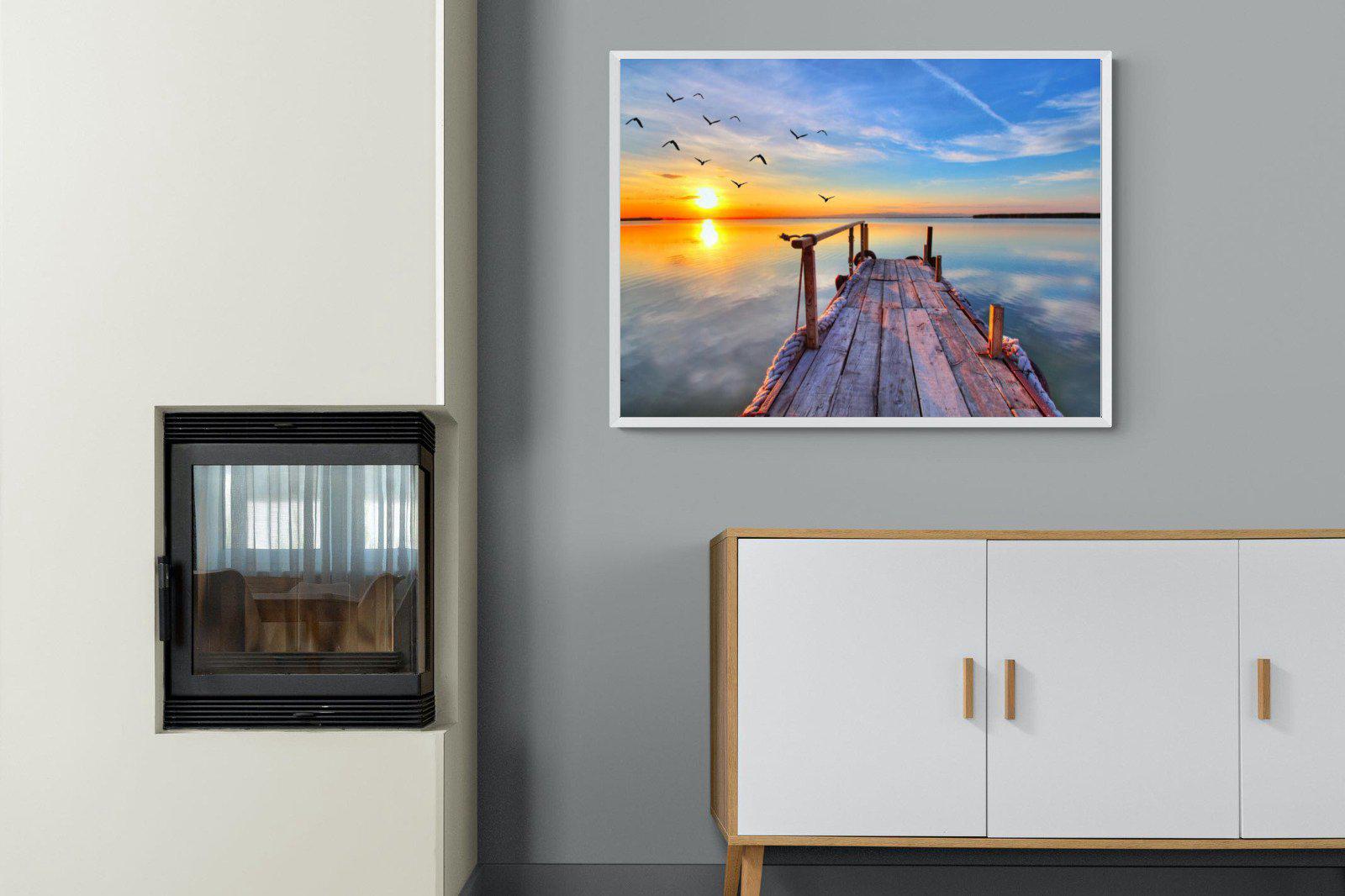 Sunrise Jetty-Wall_Art-100 x 75cm-Mounted Canvas-White-Pixalot