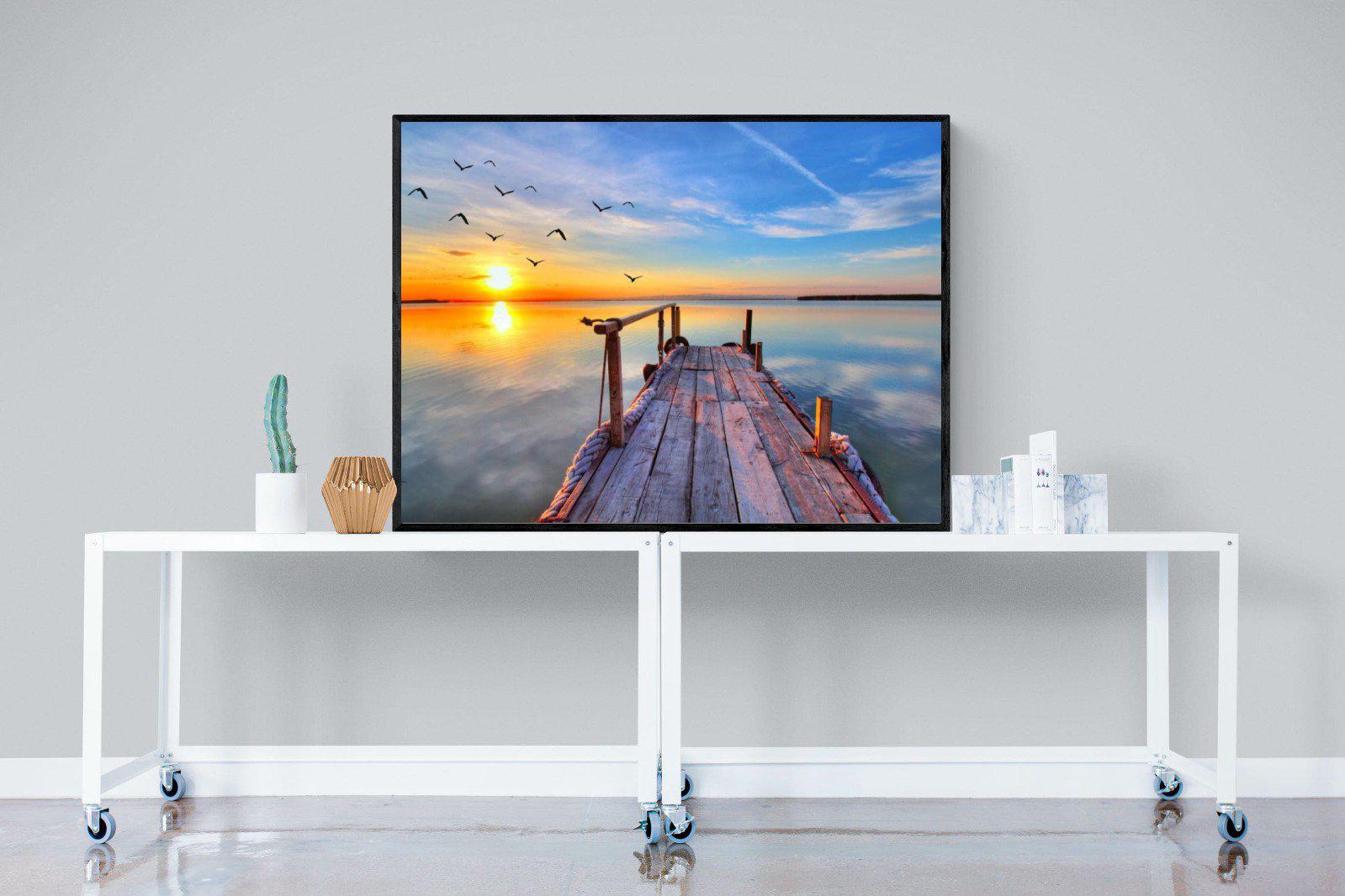 Sunrise Jetty-Wall_Art-120 x 90cm-Mounted Canvas-Black-Pixalot