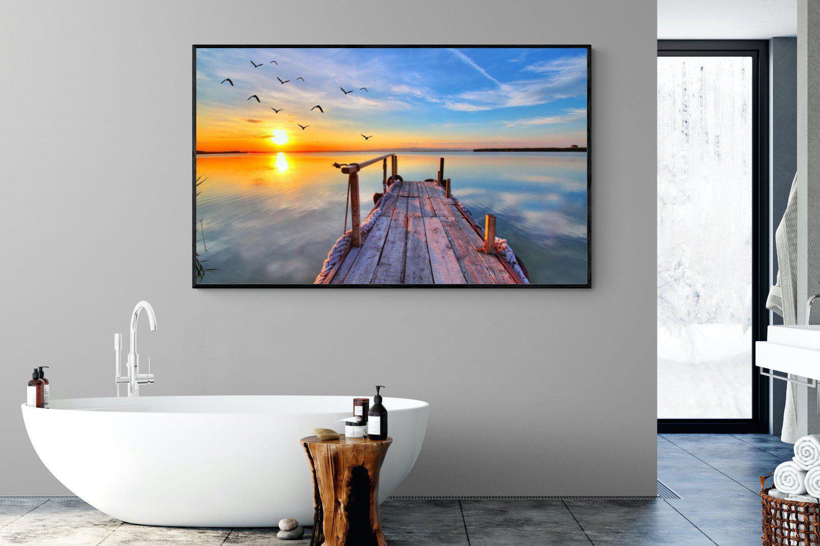 Sunrise Jetty-Wall_Art-180 x 110cm-Mounted Canvas-Black-Pixalot