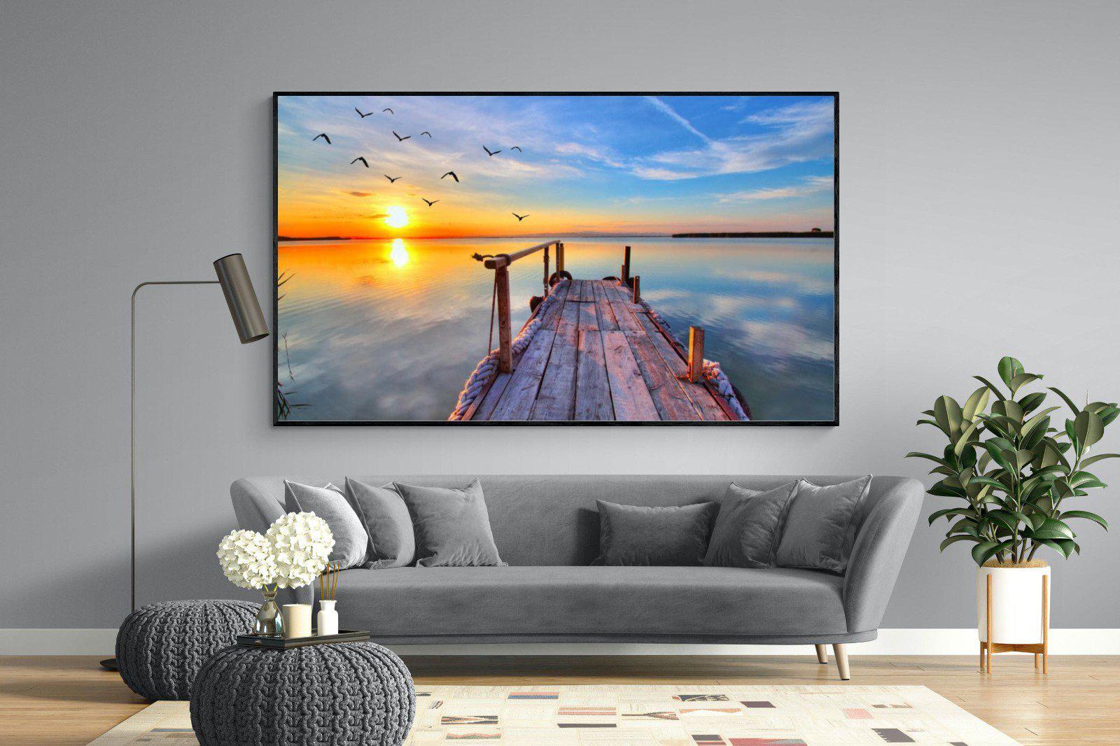 Sunrise Jetty-Wall_Art-220 x 130cm-Mounted Canvas-Black-Pixalot