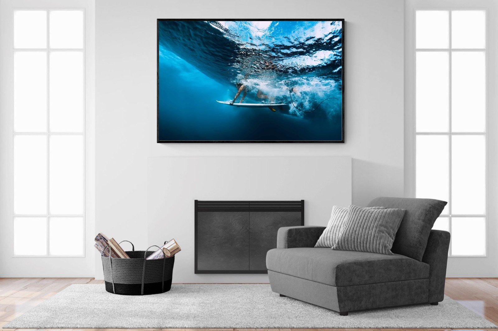 Surf Plunge-Wall_Art-150 x 100cm-Mounted Canvas-Black-Pixalot