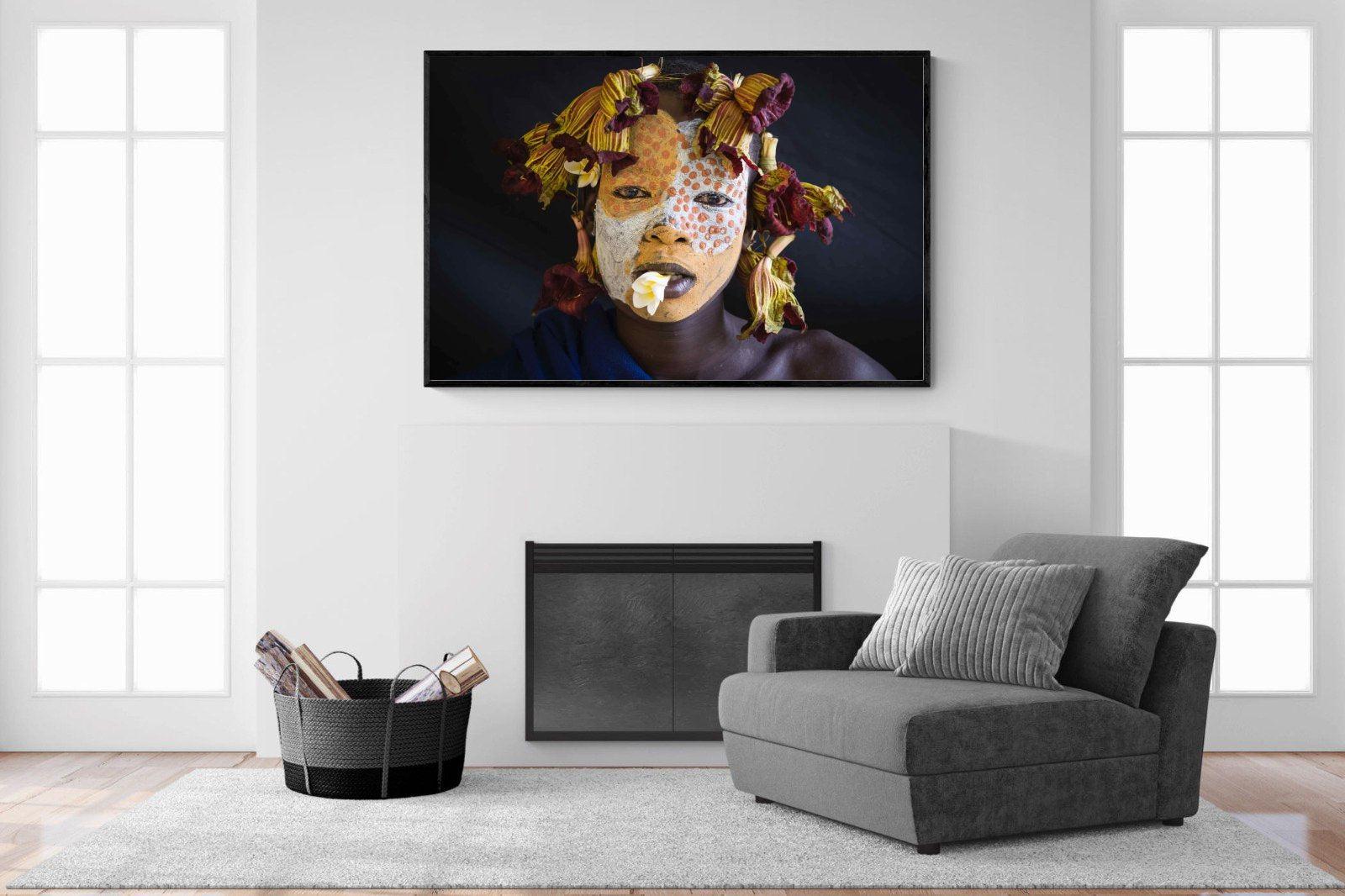 Suri Yellow-Wall_Art-150 x 100cm-Mounted Canvas-Black-Pixalot