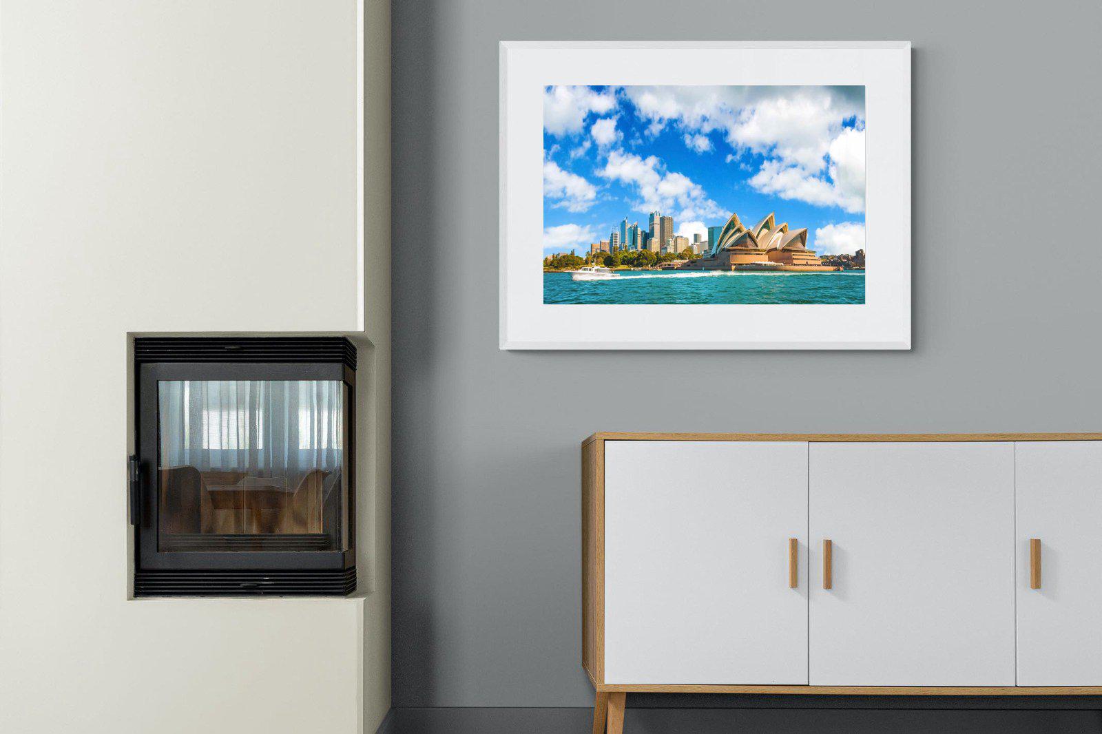 Sydney Opera House-Wall_Art-100 x 75cm-Framed Print-White-Pixalot