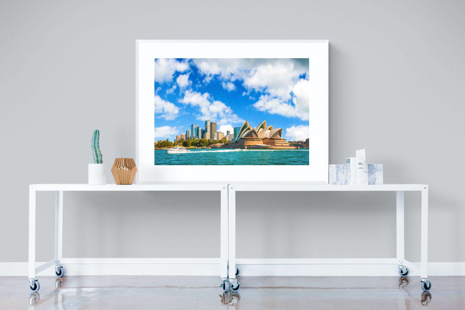 Sydney Opera House-Wall_Art-120 x 90cm-Framed Print-White-Pixalot