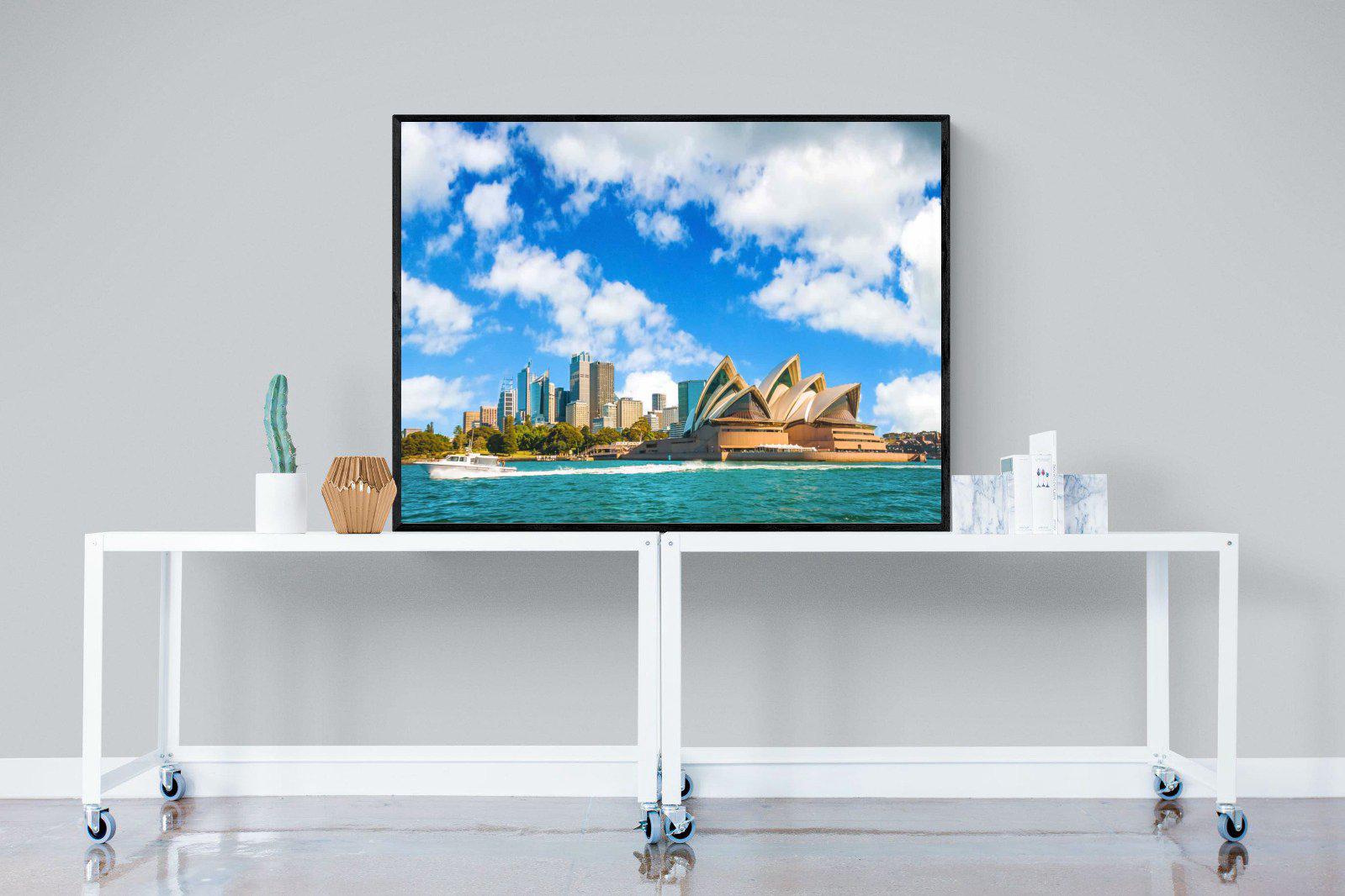 Sydney Opera House-Wall_Art-120 x 90cm-Mounted Canvas-Black-Pixalot