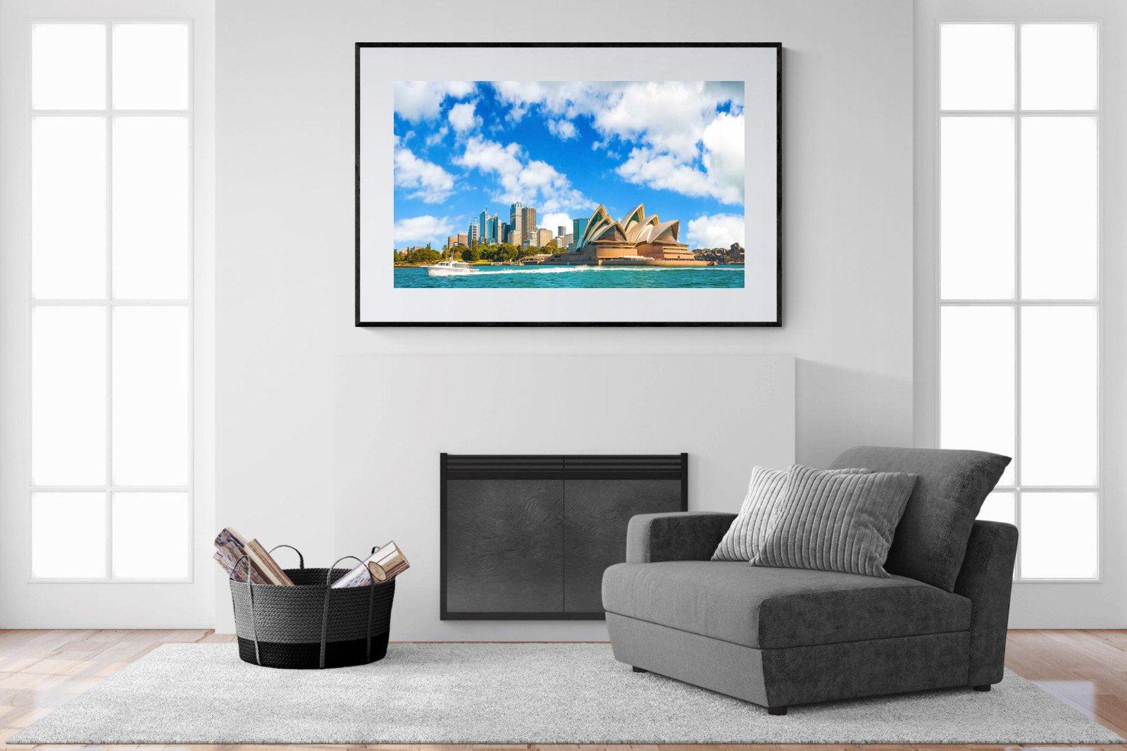 Sydney Opera House-Wall_Art-150 x 100cm-Framed Print-Black-Pixalot