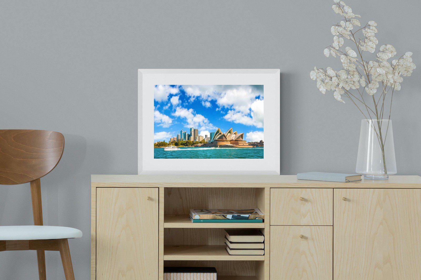 Sydney Opera House-Wall_Art-60 x 45cm-Framed Print-White-Pixalot