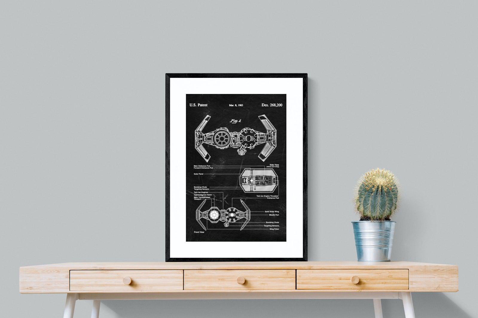 TIE Bomber Blueprint-Wall_Art-60 x 80cm-Framed Print-Black-Pixalot