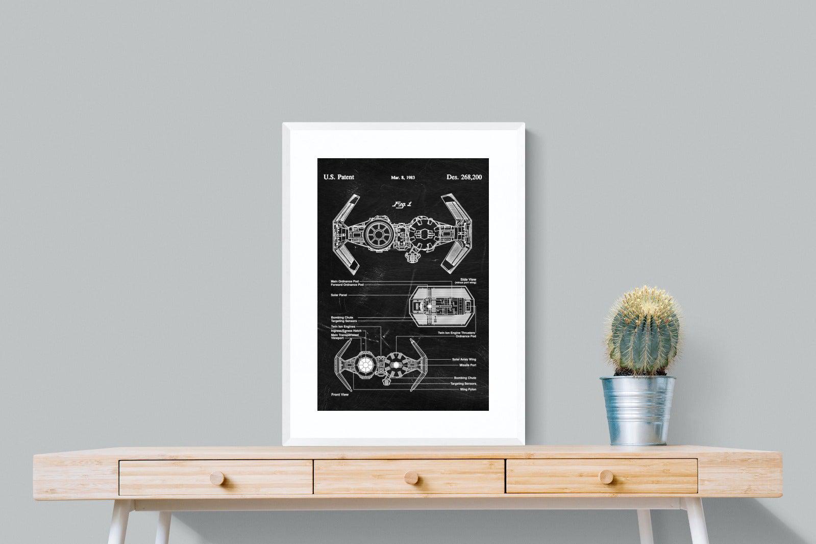 TIE Bomber Blueprint-Wall_Art-60 x 80cm-Framed Print-White-Pixalot