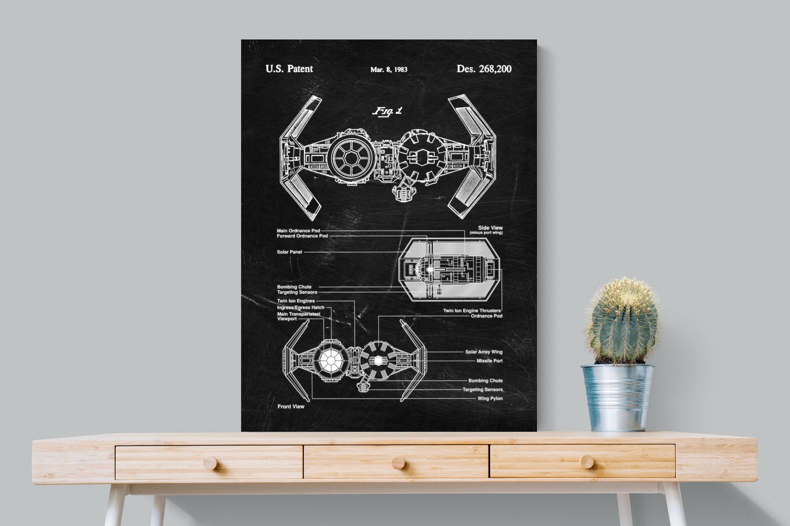 TIE Bomber Blueprint-Wall_Art-75 x 100cm-Mounted Canvas-No Frame-Pixalot