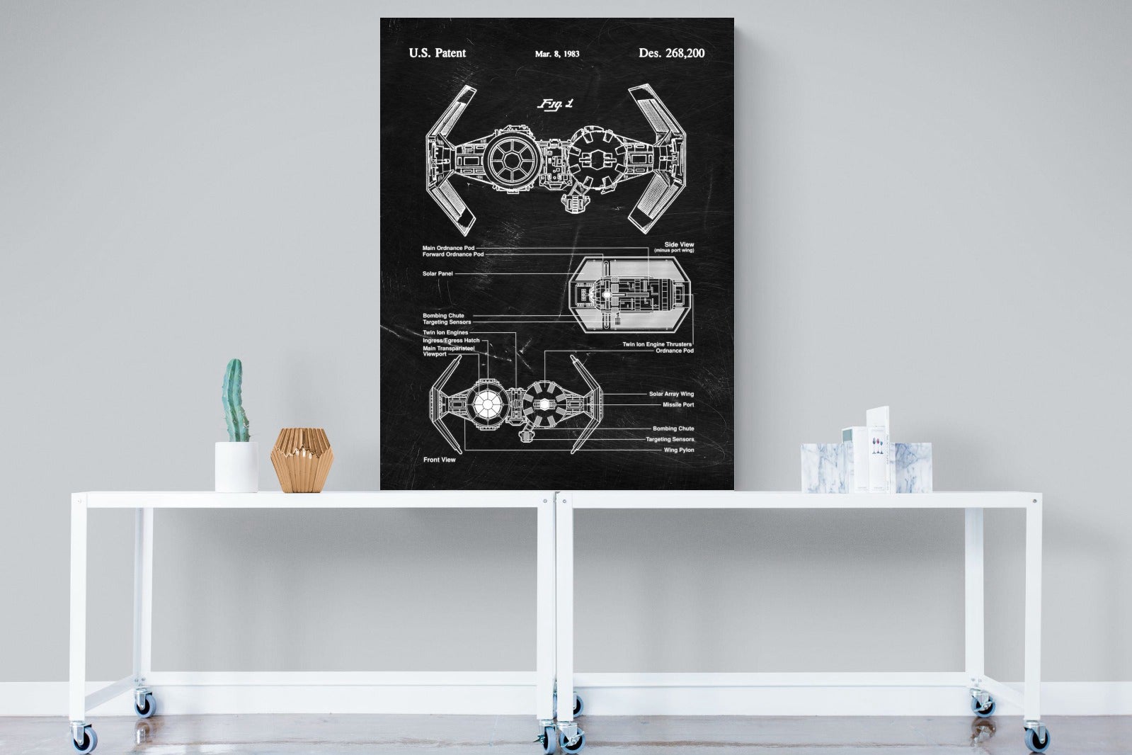 TIE Bomber Blueprint-Wall_Art-90 x 120cm-Mounted Canvas-No Frame-Pixalot