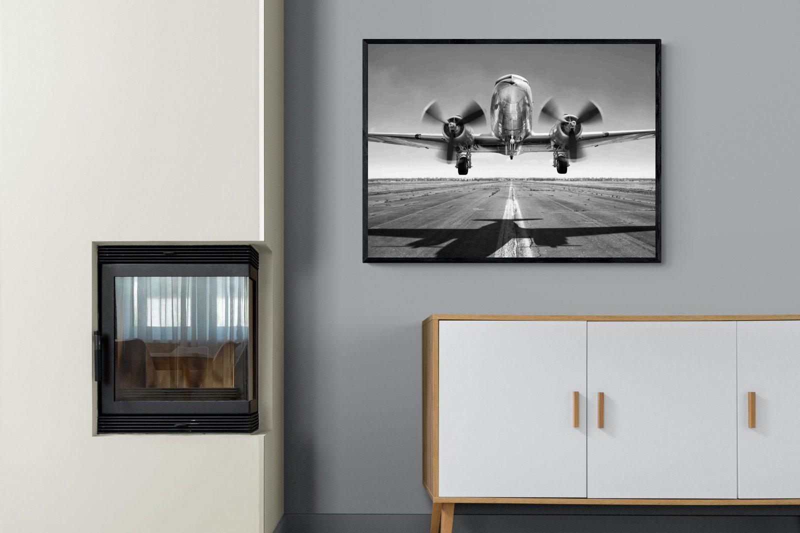 Takeoff-Wall_Art-100 x 75cm-Mounted Canvas-Black-Pixalot