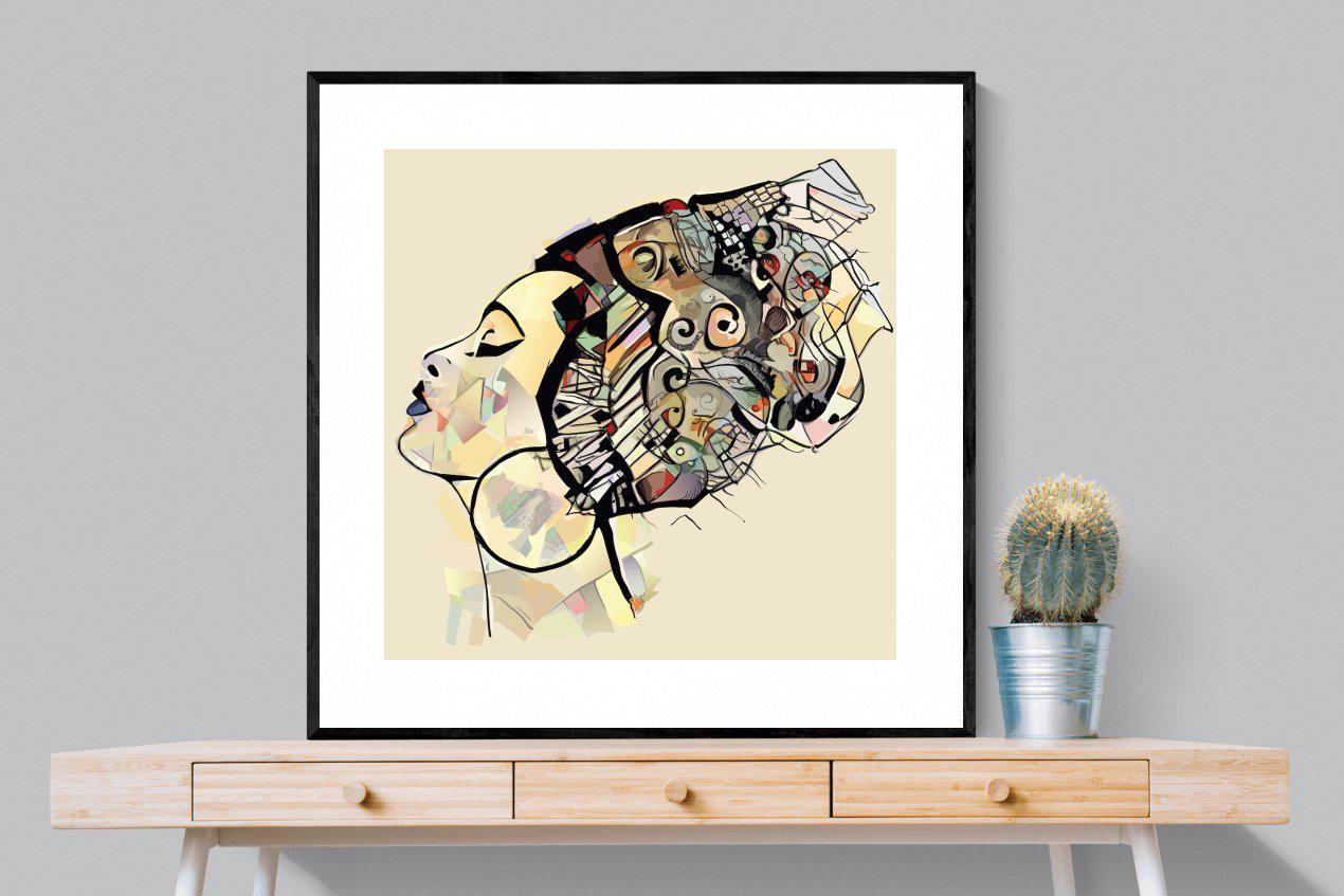 Tribal Art-Wall_Art-100 x 100cm-Framed Print-Black-Pixalot