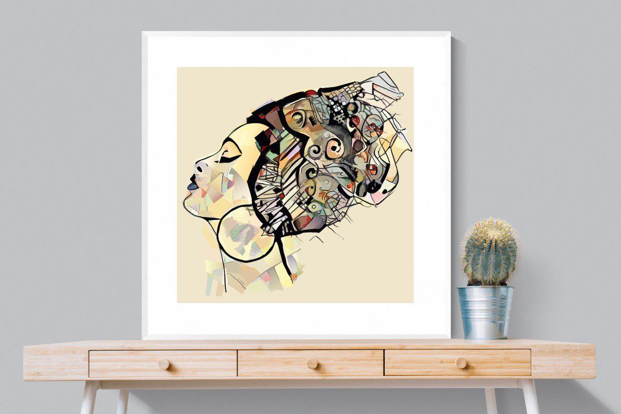 Tribal Art-Wall_Art-100 x 100cm-Framed Print-White-Pixalot