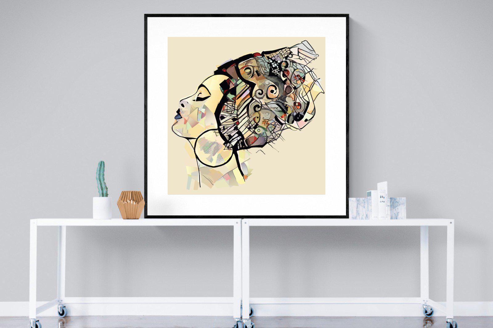 Tribal Art-Wall_Art-120 x 120cm-Framed Print-Black-Pixalot