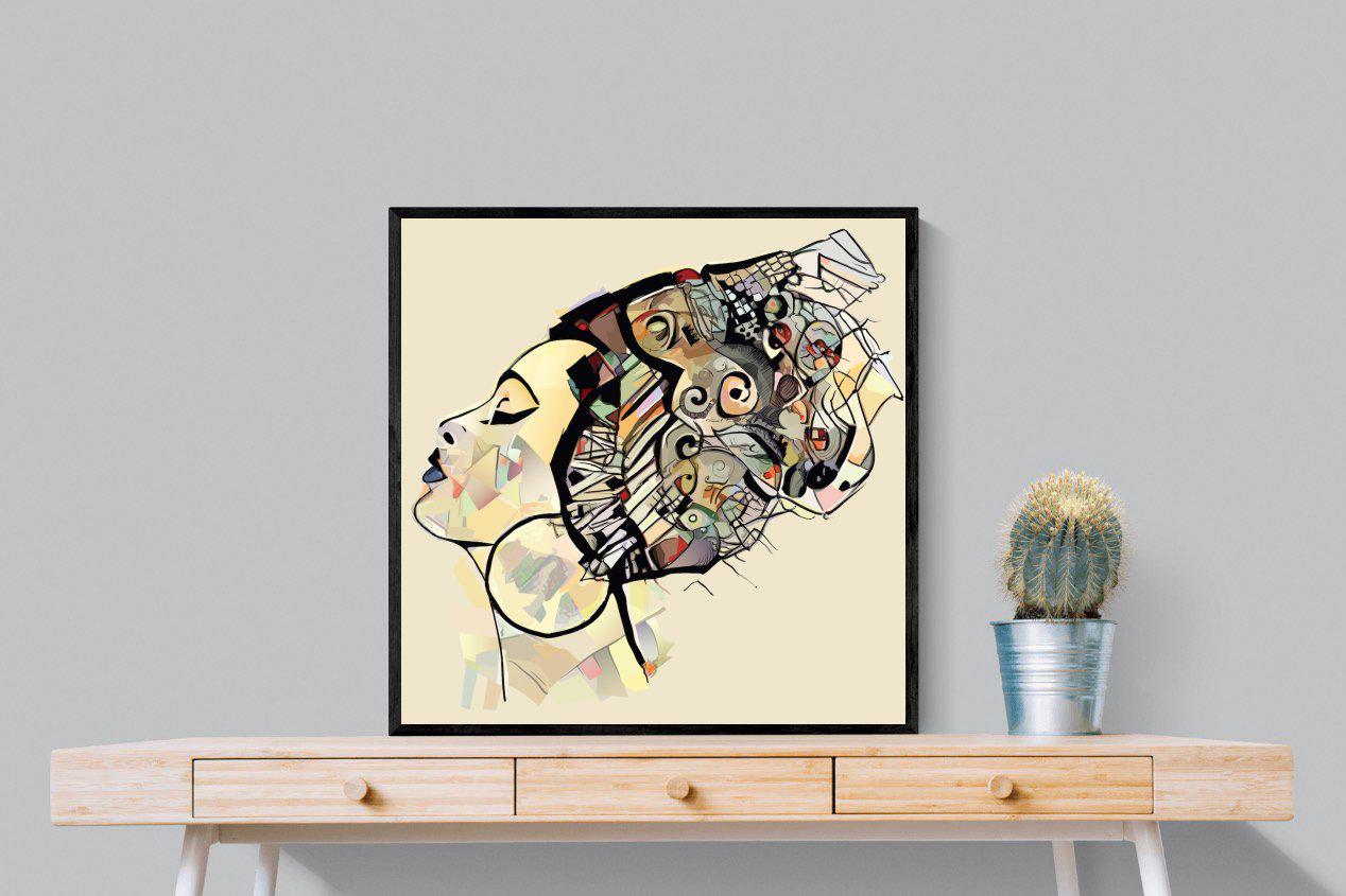 Tribal Art-Wall_Art-80 x 80cm-Mounted Canvas-Black-Pixalot