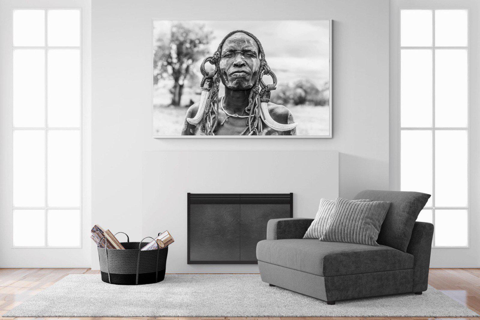 Tribesman-Wall_Art-150 x 100cm-Mounted Canvas-White-Pixalot