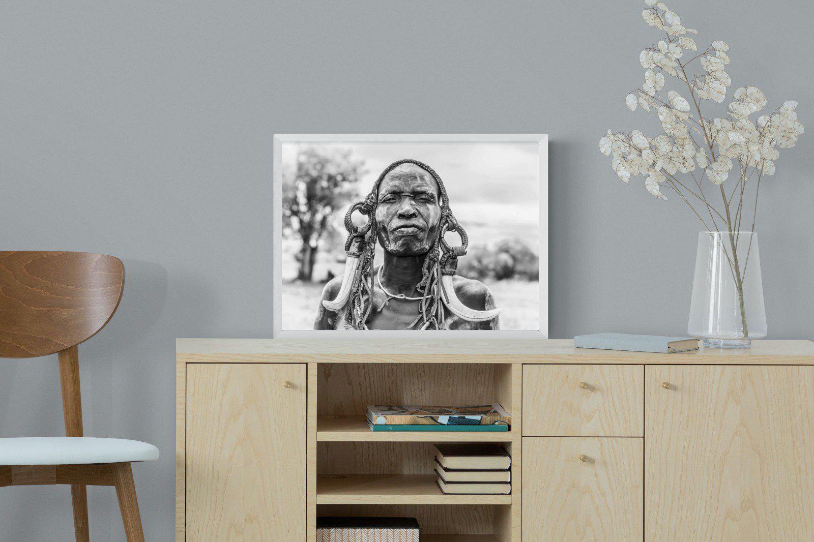 Tribesman-Wall_Art-60 x 45cm-Mounted Canvas-White-Pixalot