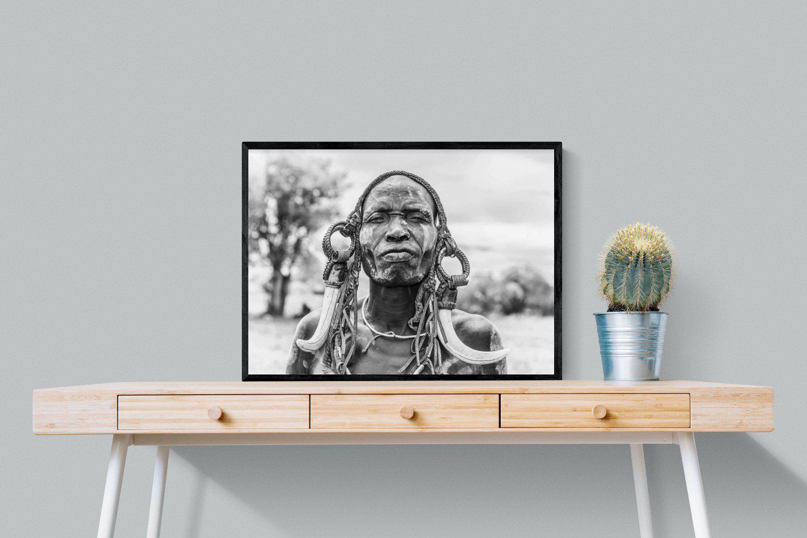 Tribesman-Wall_Art-80 x 60cm-Mounted Canvas-Black-Pixalot