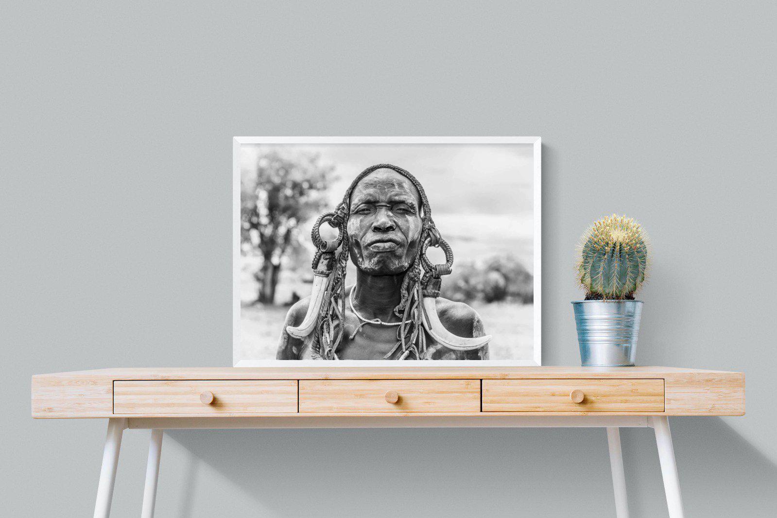 Tribesman-Wall_Art-80 x 60cm-Mounted Canvas-White-Pixalot