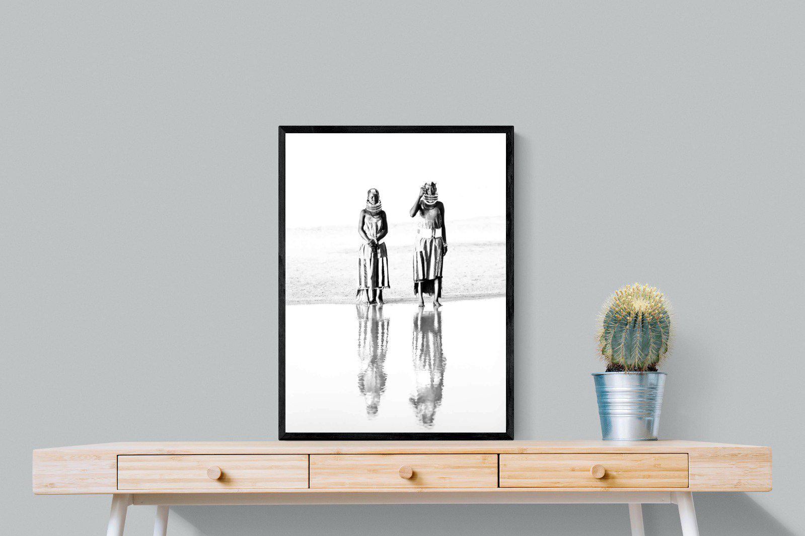 Turkana Tribespeople-Wall_Art-60 x 80cm-Mounted Canvas-Black-Pixalot