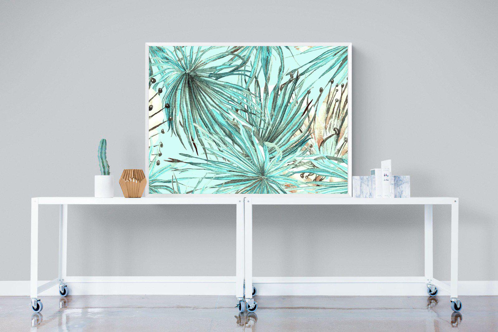 Turquoise Watercolour-Wall_Art-120 x 90cm-Mounted Canvas-White-Pixalot