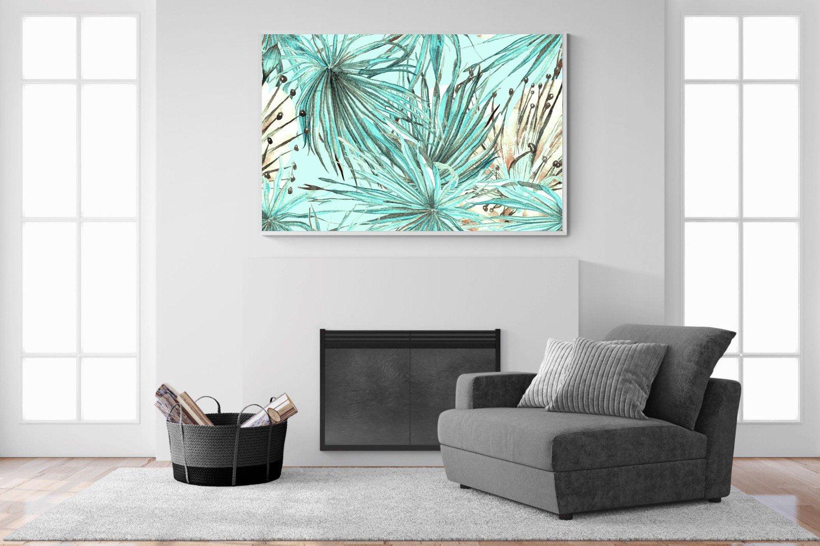 Turquoise Watercolour-Wall_Art-150 x 100cm-Mounted Canvas-White-Pixalot