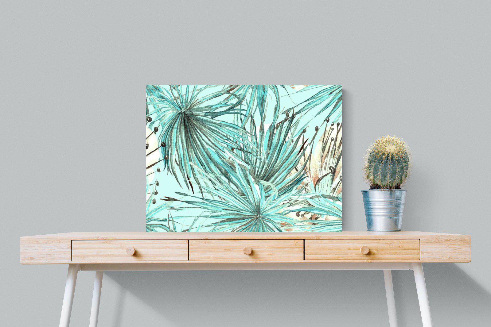 Turquoise Watercolour-Wall_Art-80 x 60cm-Mounted Canvas-No Frame-Pixalot