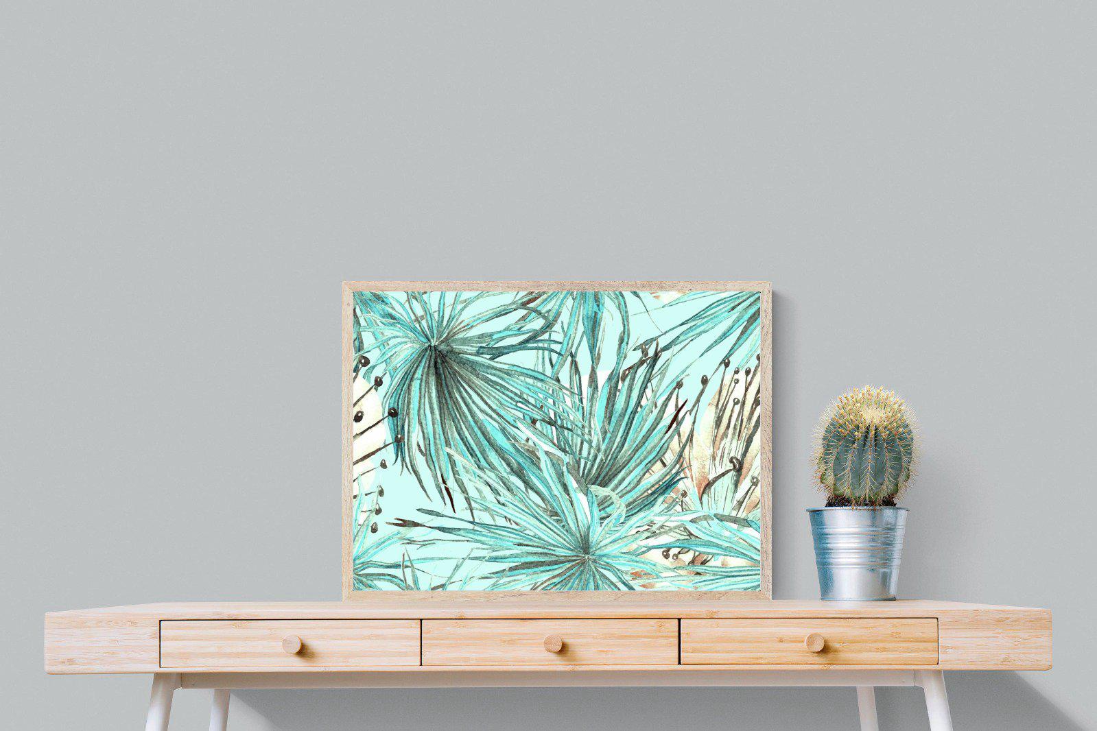 Turquoise Watercolour-Wall_Art-80 x 60cm-Mounted Canvas-Wood-Pixalot