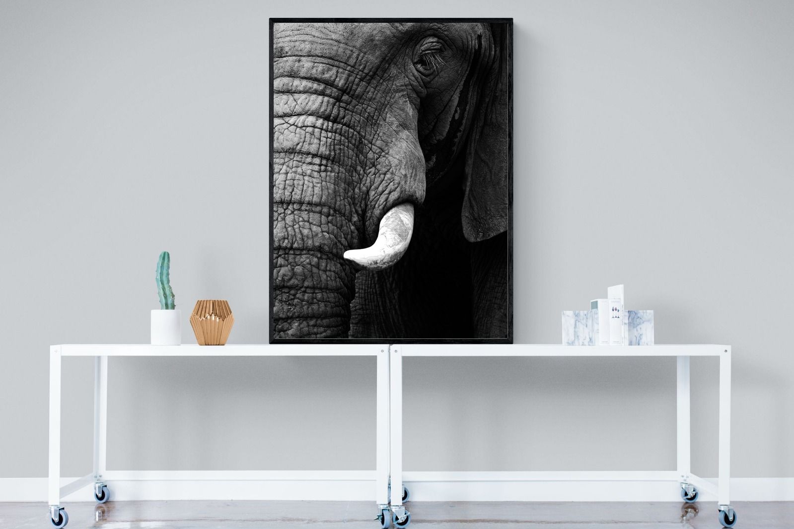 Tusker-Wall_Art-90 x 120cm-Mounted Canvas-Black-Pixalot