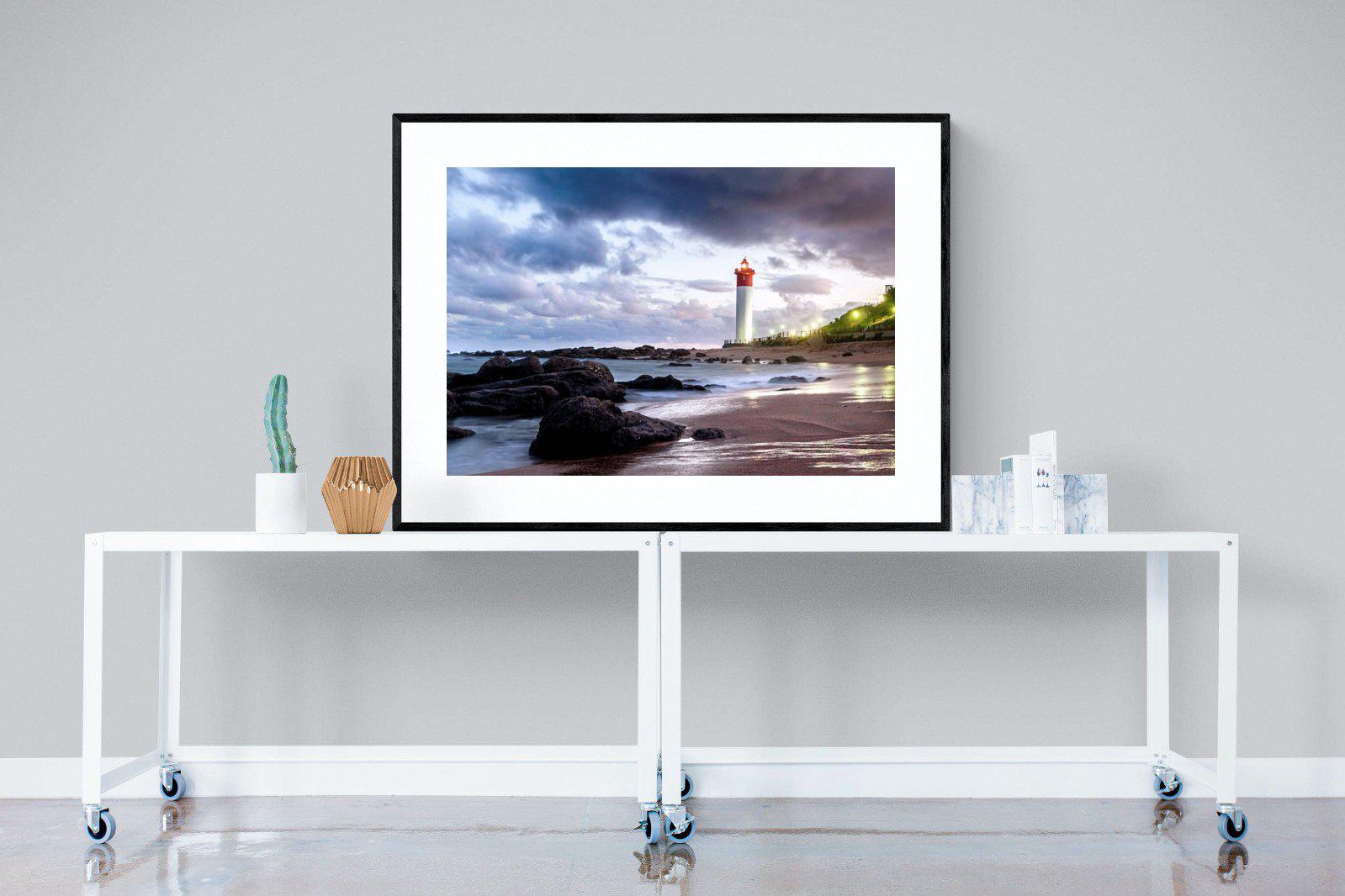 Umhlanga Lighthouse-Wall_Art-120 x 90cm-Framed Print-Black-Pixalot