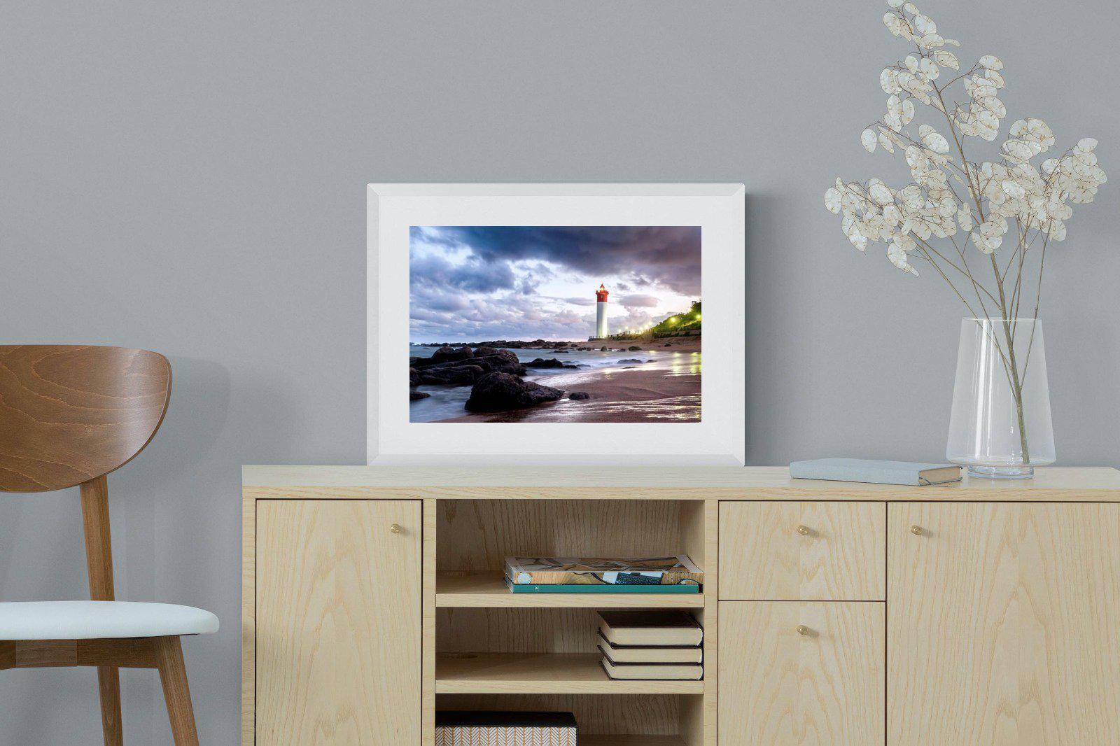 Umhlanga Lighthouse-Wall_Art-60 x 45cm-Framed Print-White-Pixalot