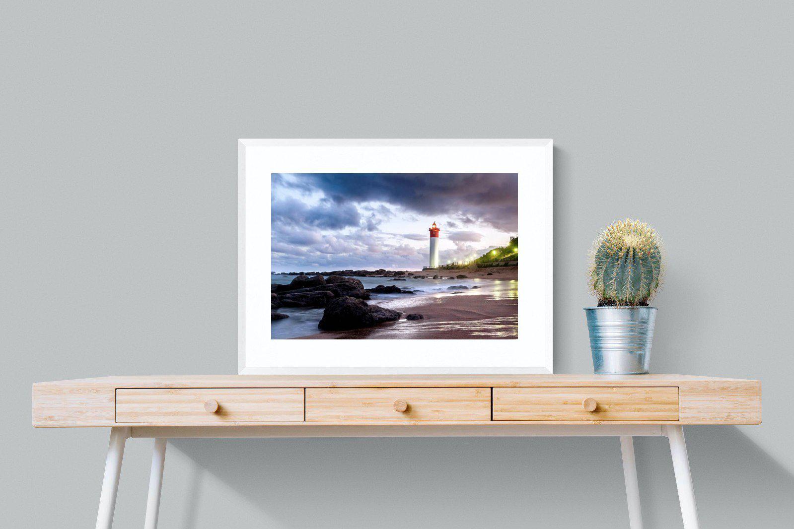 Umhlanga Lighthouse-Wall_Art-80 x 60cm-Framed Print-White-Pixalot