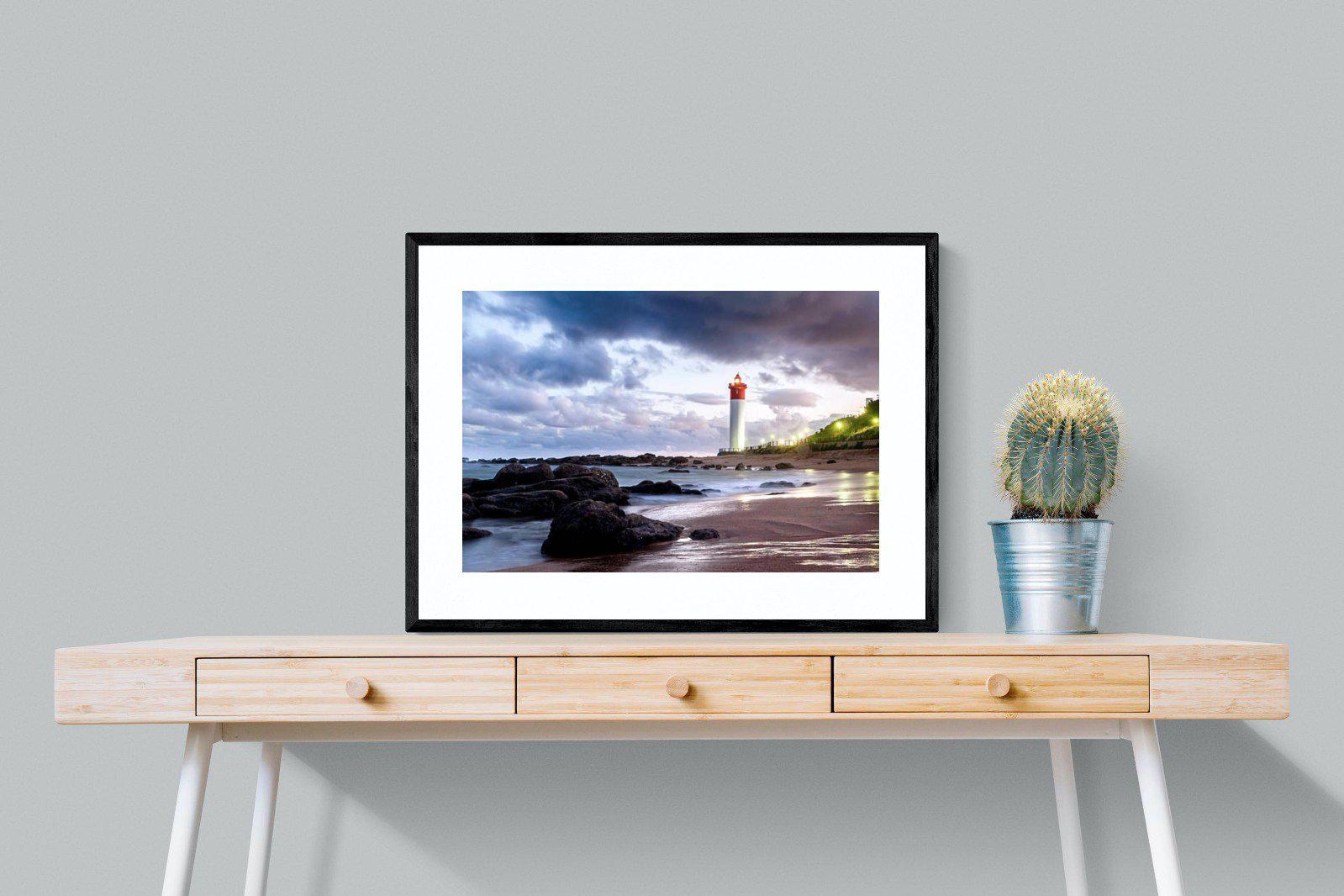 Umhlanga Lighthouse-Wall_Art-80 x 60cm-Framed Print-Black-Pixalot