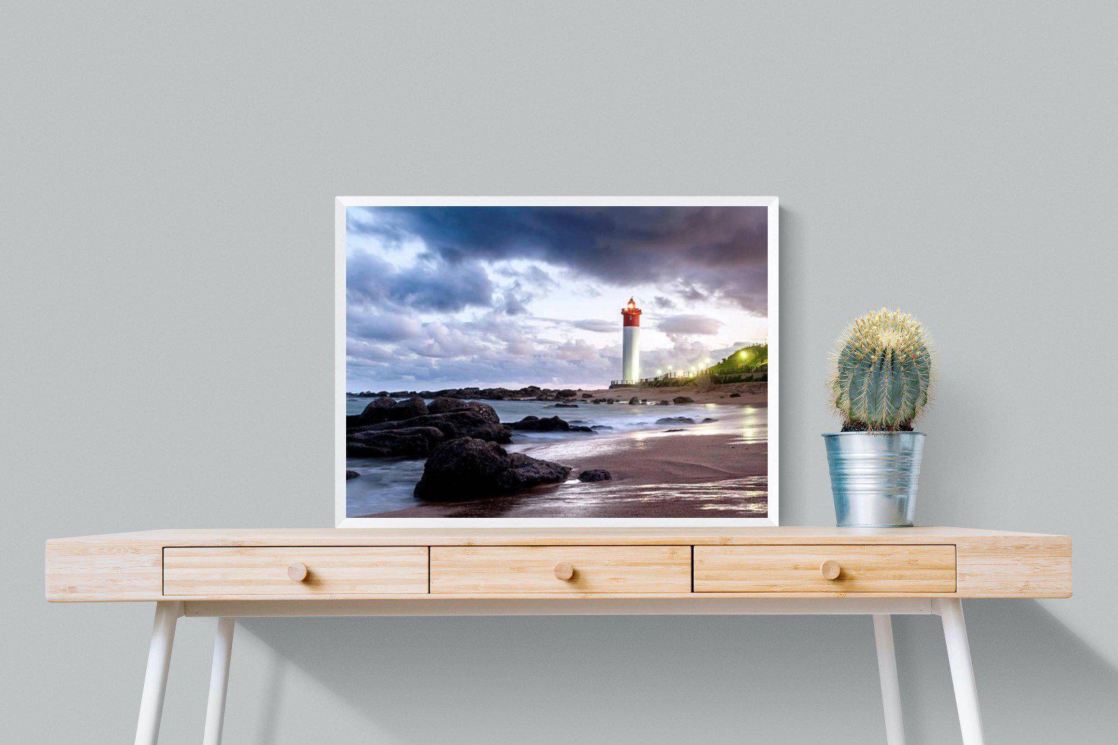 Umhlanga Lighthouse-Wall_Art-80 x 60cm-Mounted Canvas-White-Pixalot