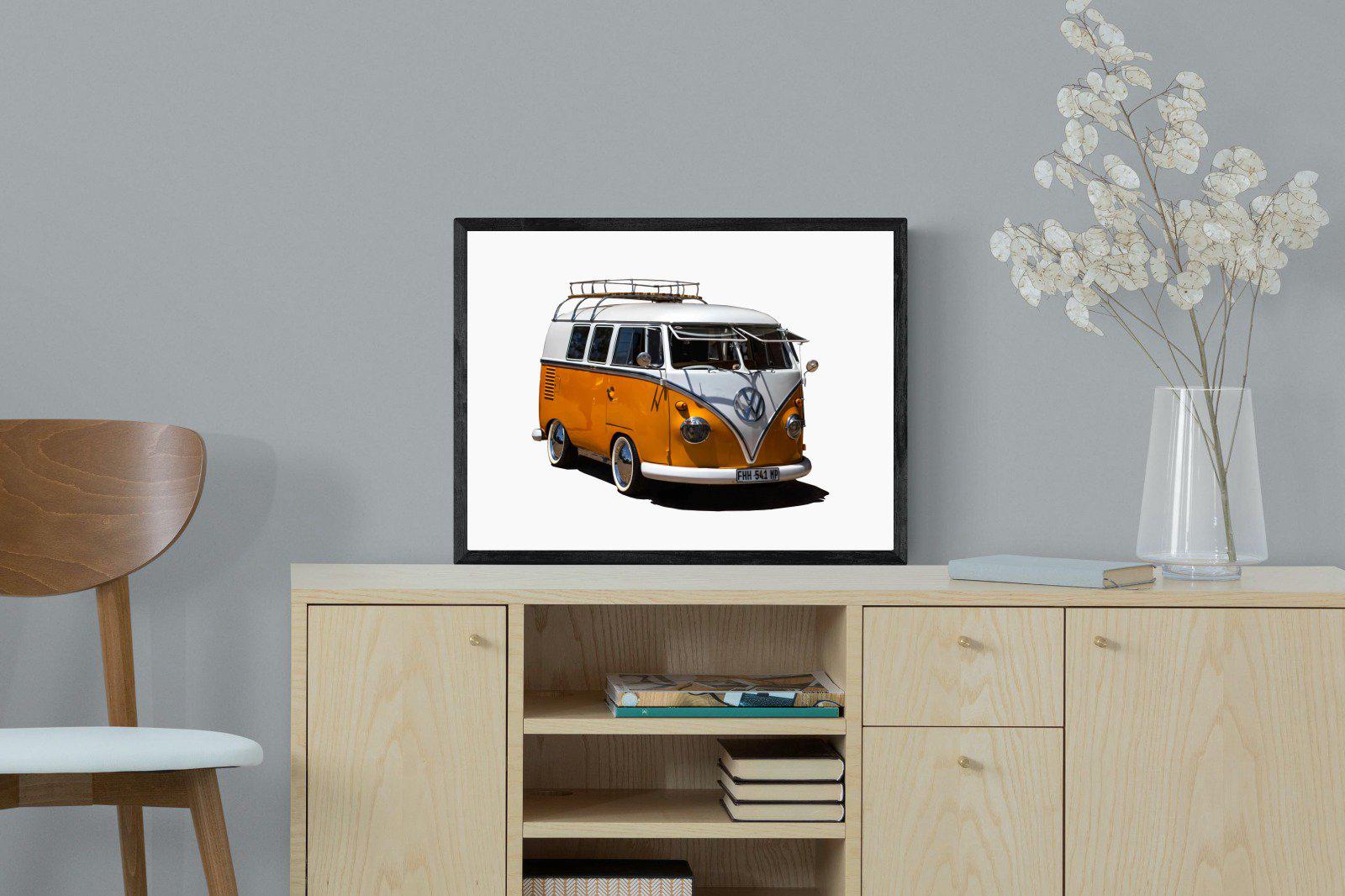 VW Combi-Wall_Art-60 x 45cm-Mounted Canvas-Black-Pixalot