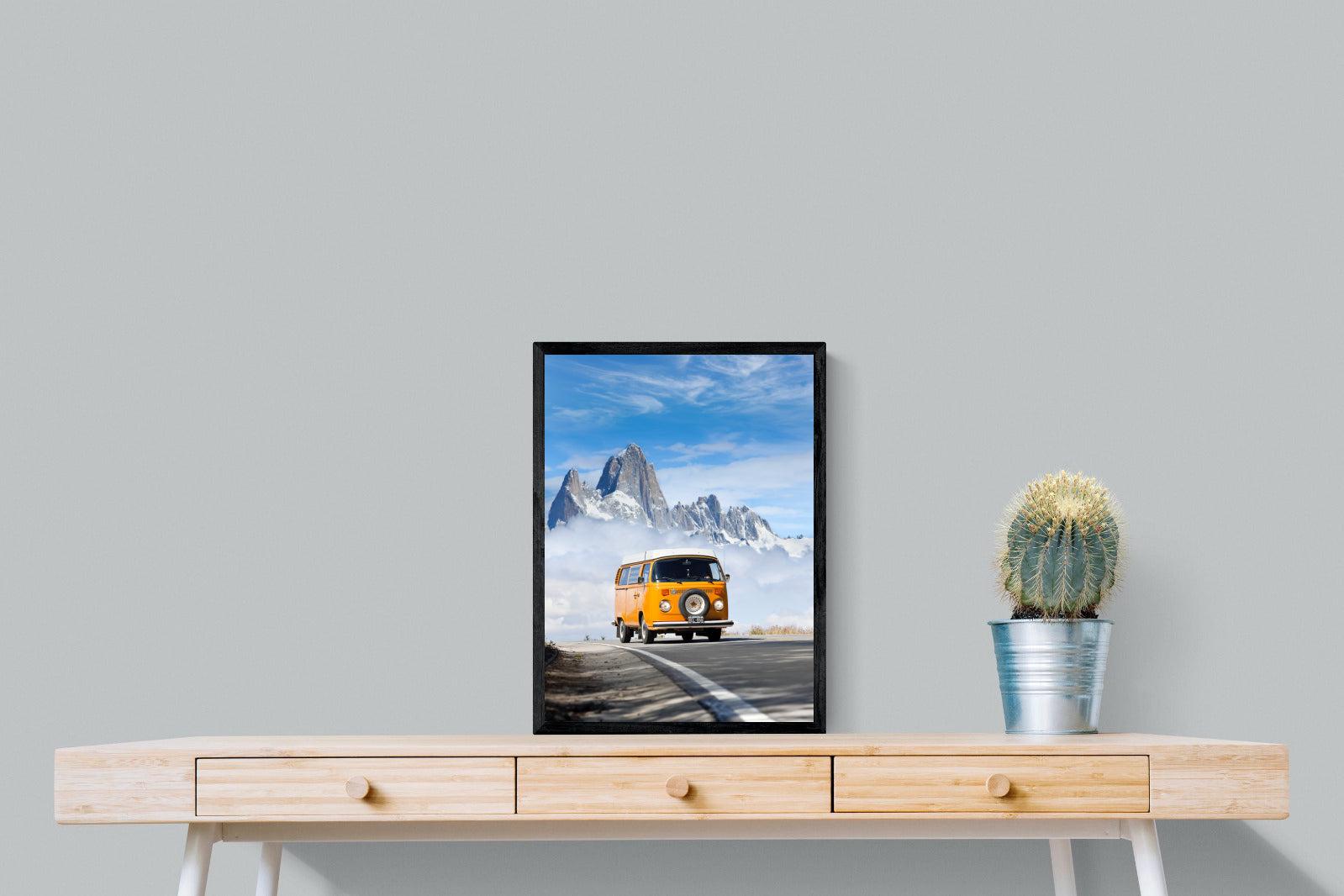 VW Mini Van-Wall_Art-45 x 60cm-Mounted Canvas-Black-Pixalot