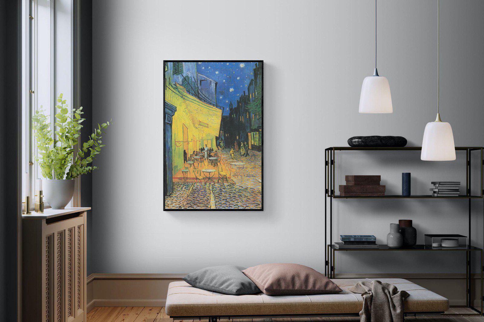 Van Gogh Café Terrace at Night-Wall_Art-100 x 150cm-Mounted Canvas-Black-Pixalot