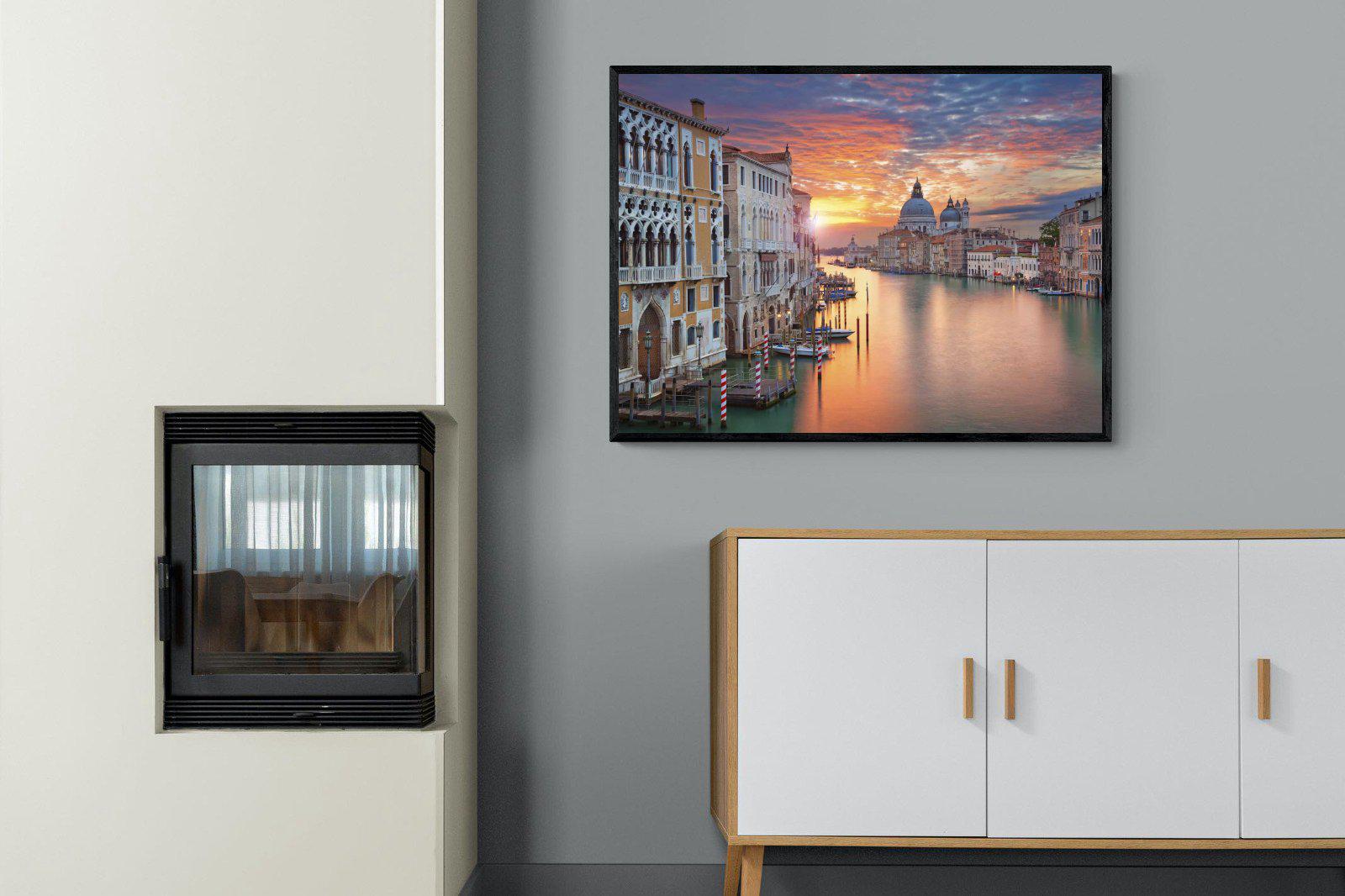 Venice at Dusk-Wall_Art-100 x 75cm-Mounted Canvas-Black-Pixalot