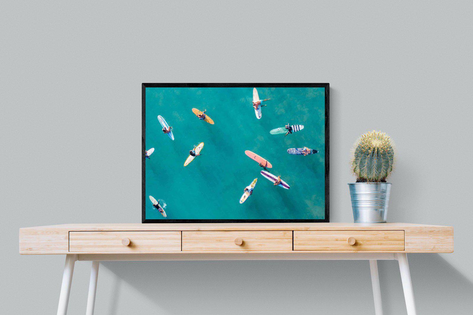 Waiting Surfers-Wall_Art-80 x 60cm-Mounted Canvas-Black-Pixalot