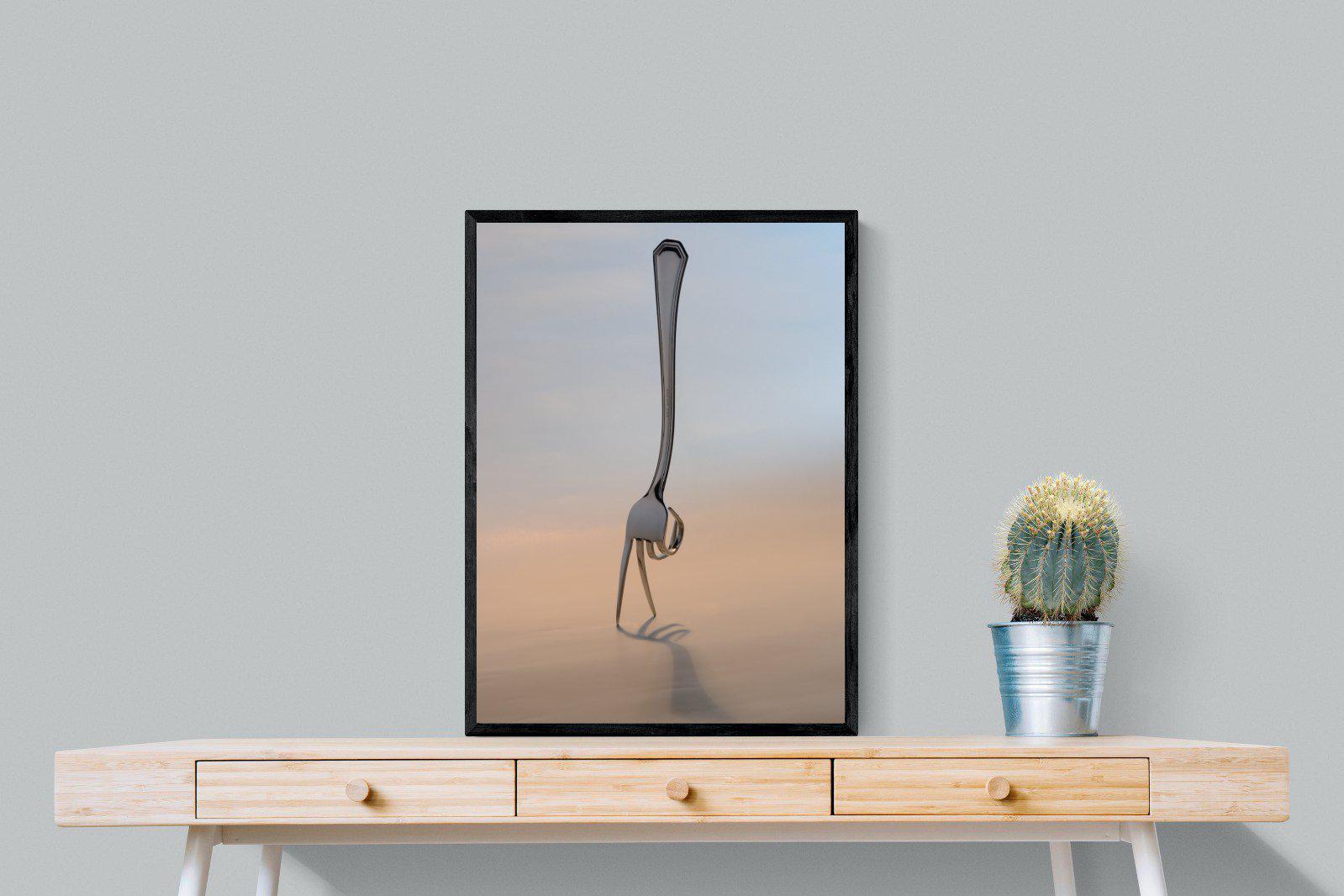 Walking Fork-Wall_Art-60 x 80cm-Mounted Canvas-Black-Pixalot