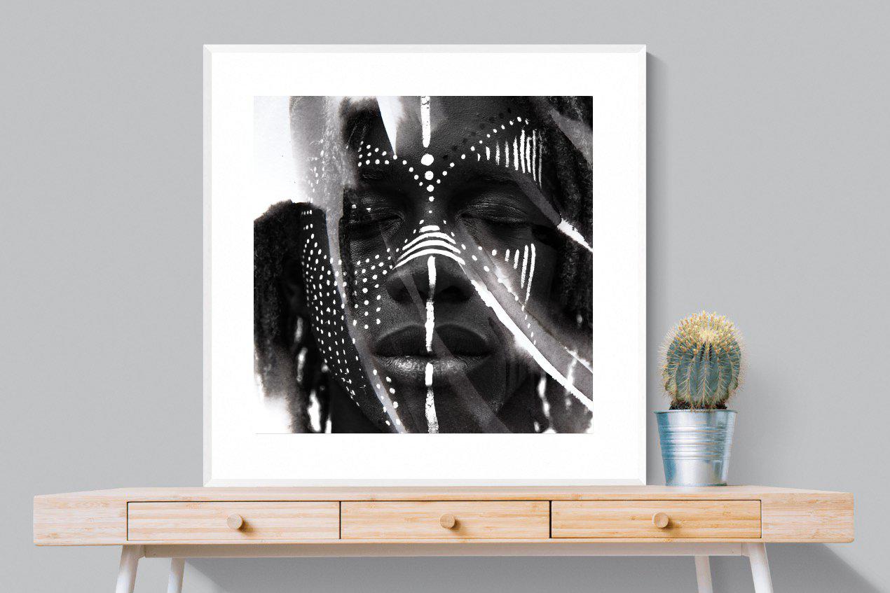 War Paint-Wall_Art-100 x 100cm-Framed Print-White-Pixalot