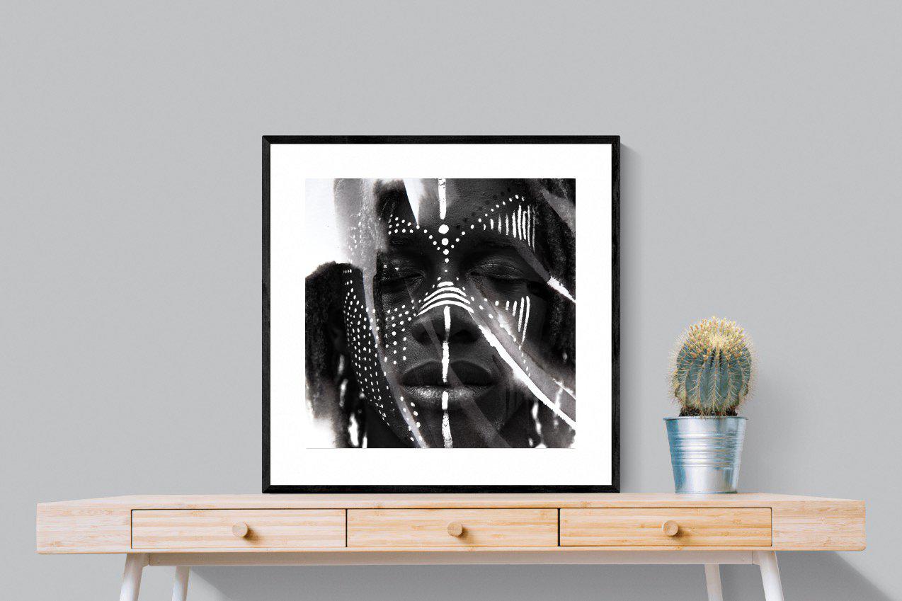 War Paint-Wall_Art-80 x 80cm-Framed Print-Black-Pixalot